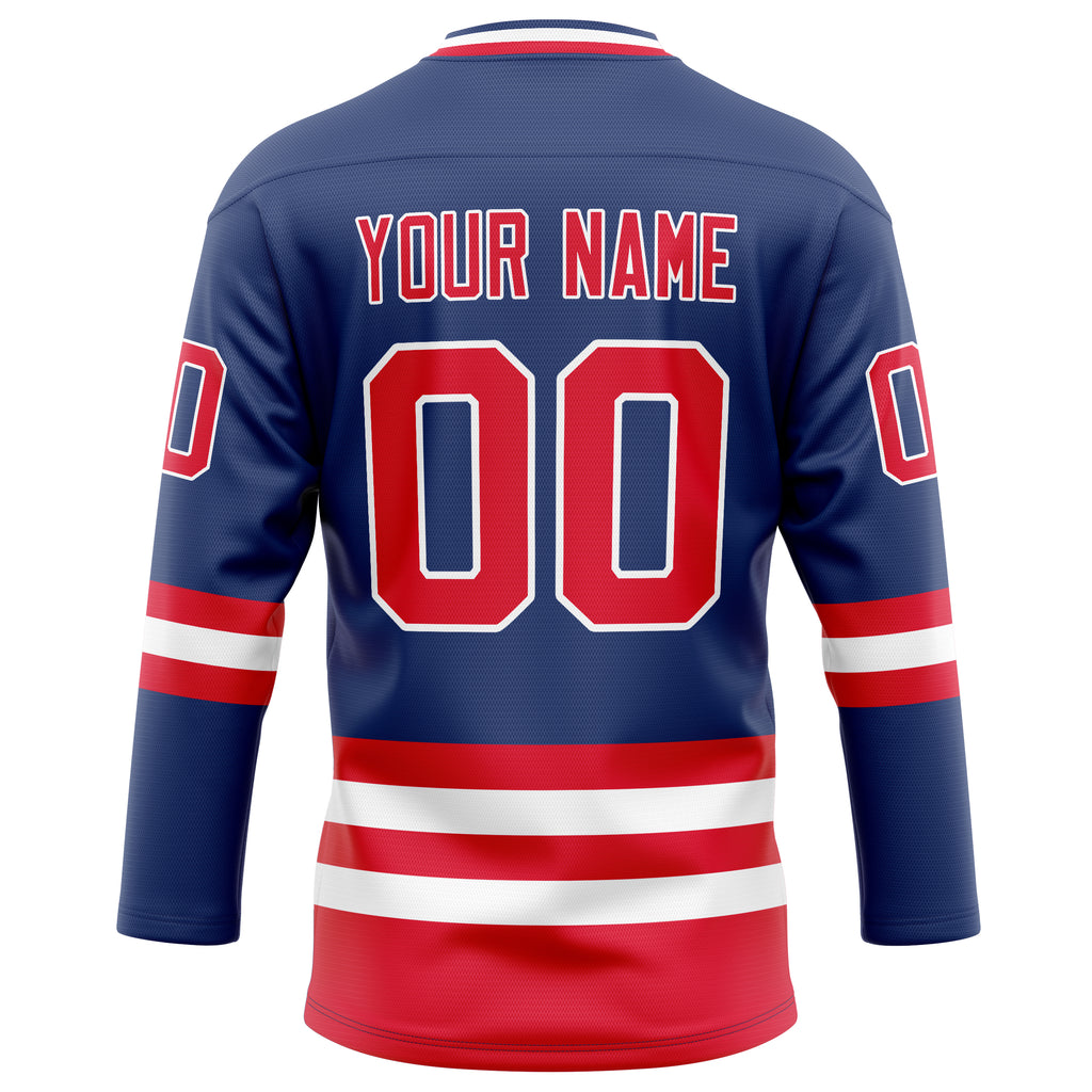 Personalized Royal & Red Solid Colour Hockey Jersey