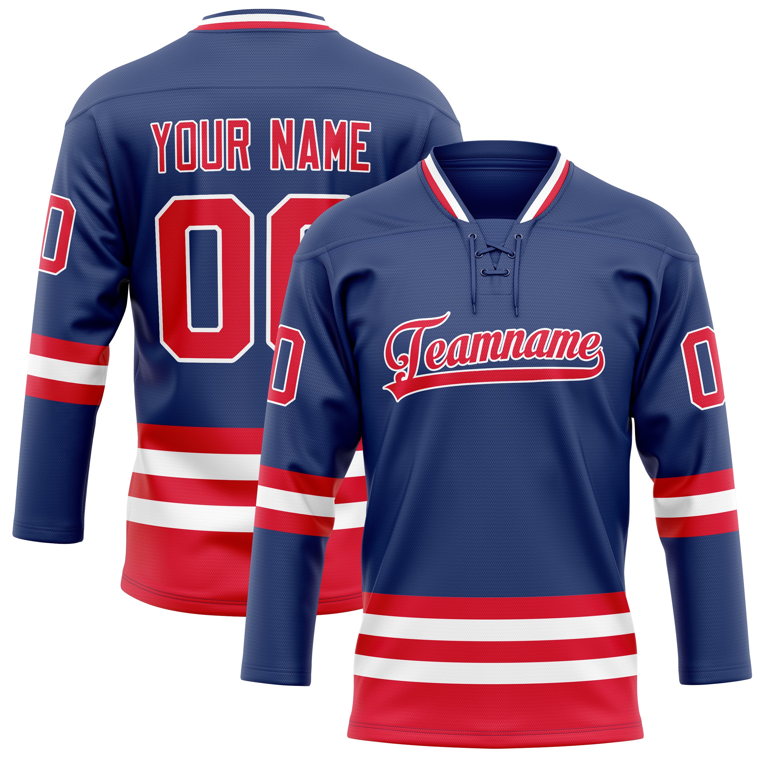 Personalized Royal & Red Solid Colour Hockey Jersey