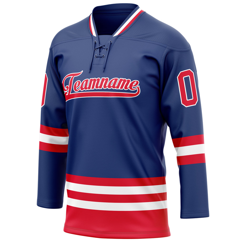 Personalized Royal & Red Solid Colour Hockey Jersey