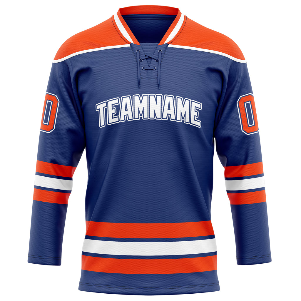 Personalized Royal & Orange Solid Colour Hockey Jersey