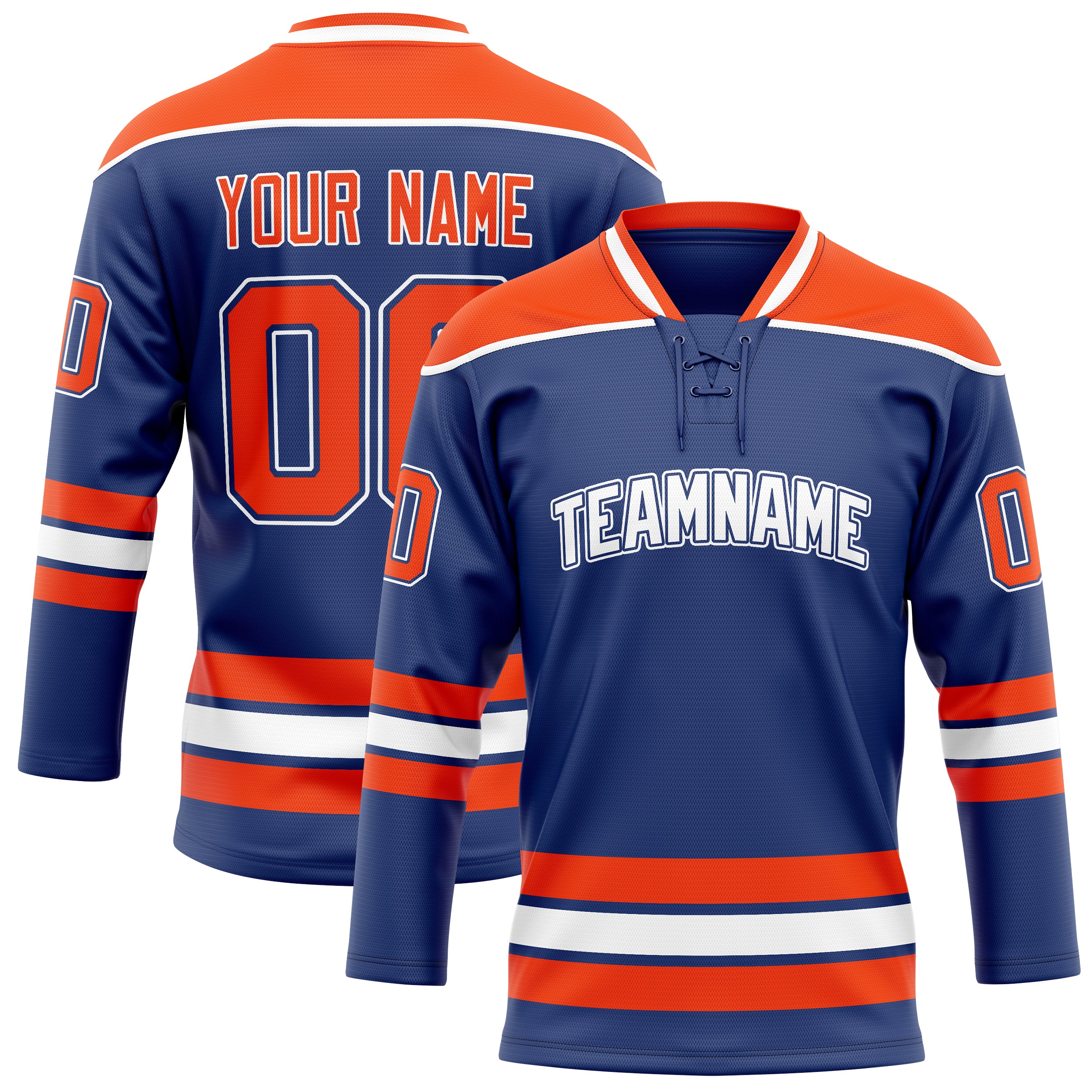 Personalized Royal & Orange Solid Colour Hockey Jersey