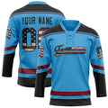 Personalized Sky & Blue Black Solid Colour Hockey Jersey