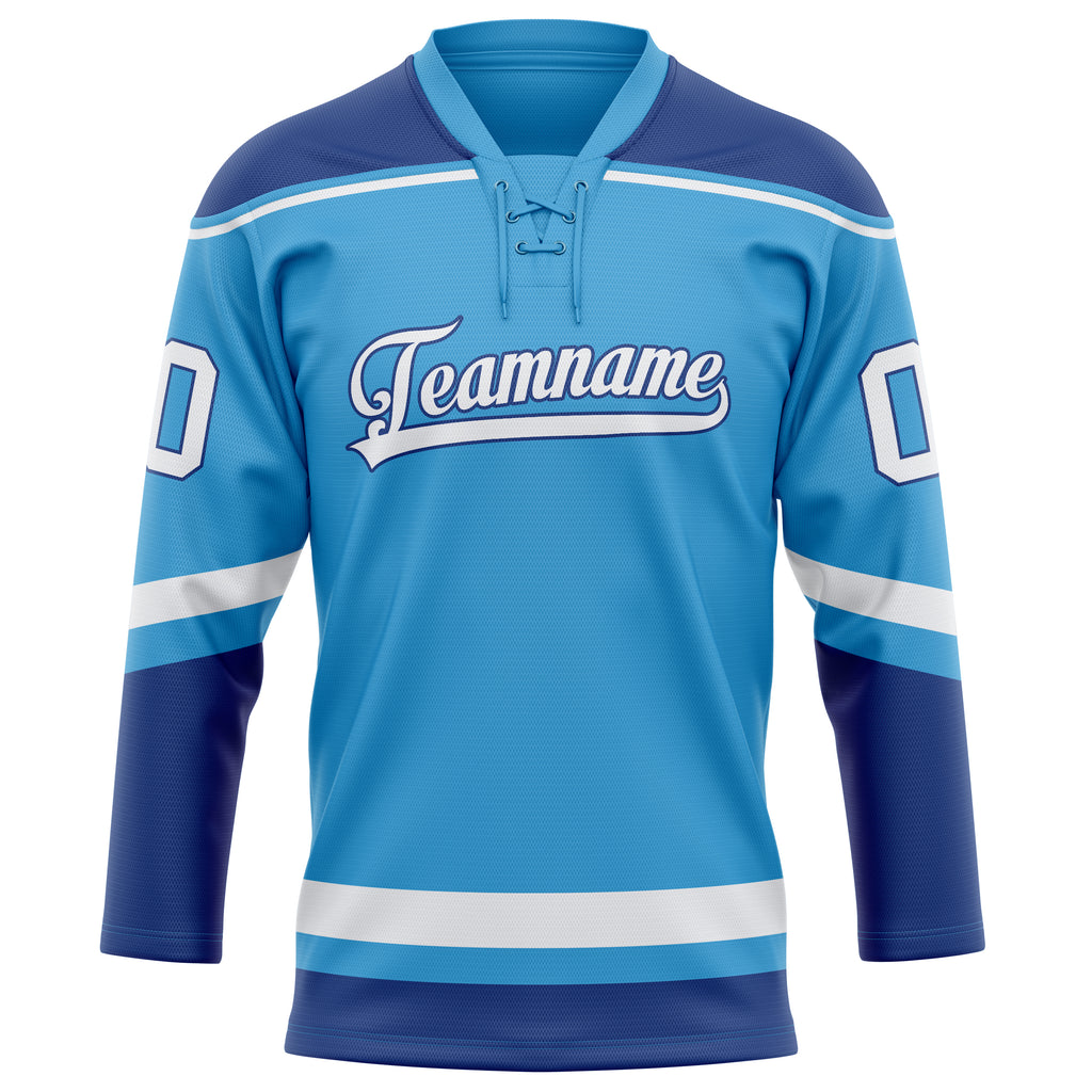 Personalized Sky & Blue Royal Solid Colour Hockey Jersey