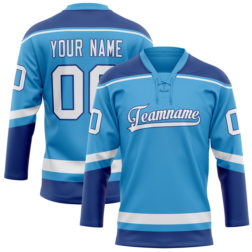 Personalized Sky & Blue Royal Solid Colour Hockey Jersey