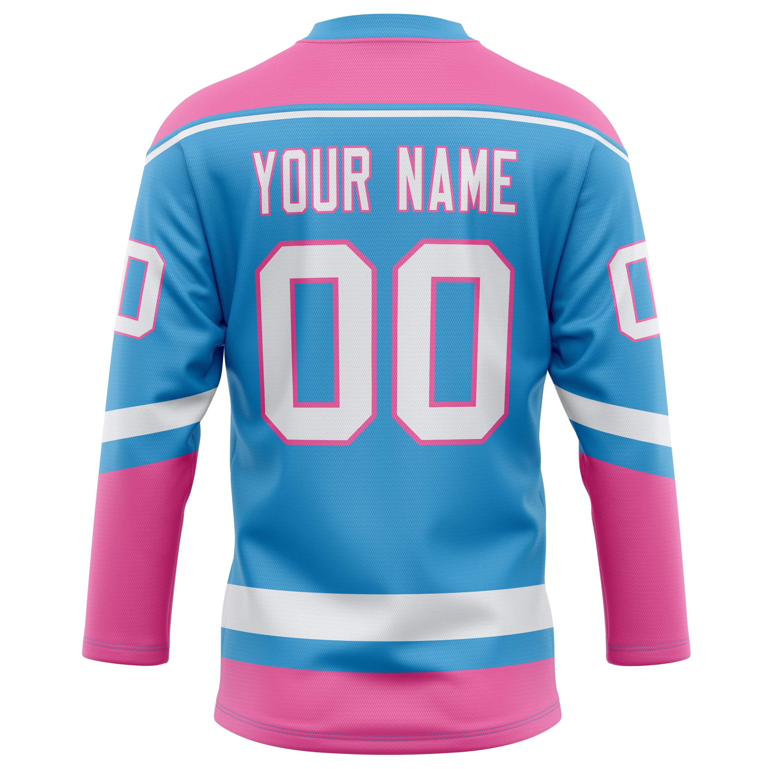 Personalized Sky & Blue Pink Solid Colour Hockey Jersey