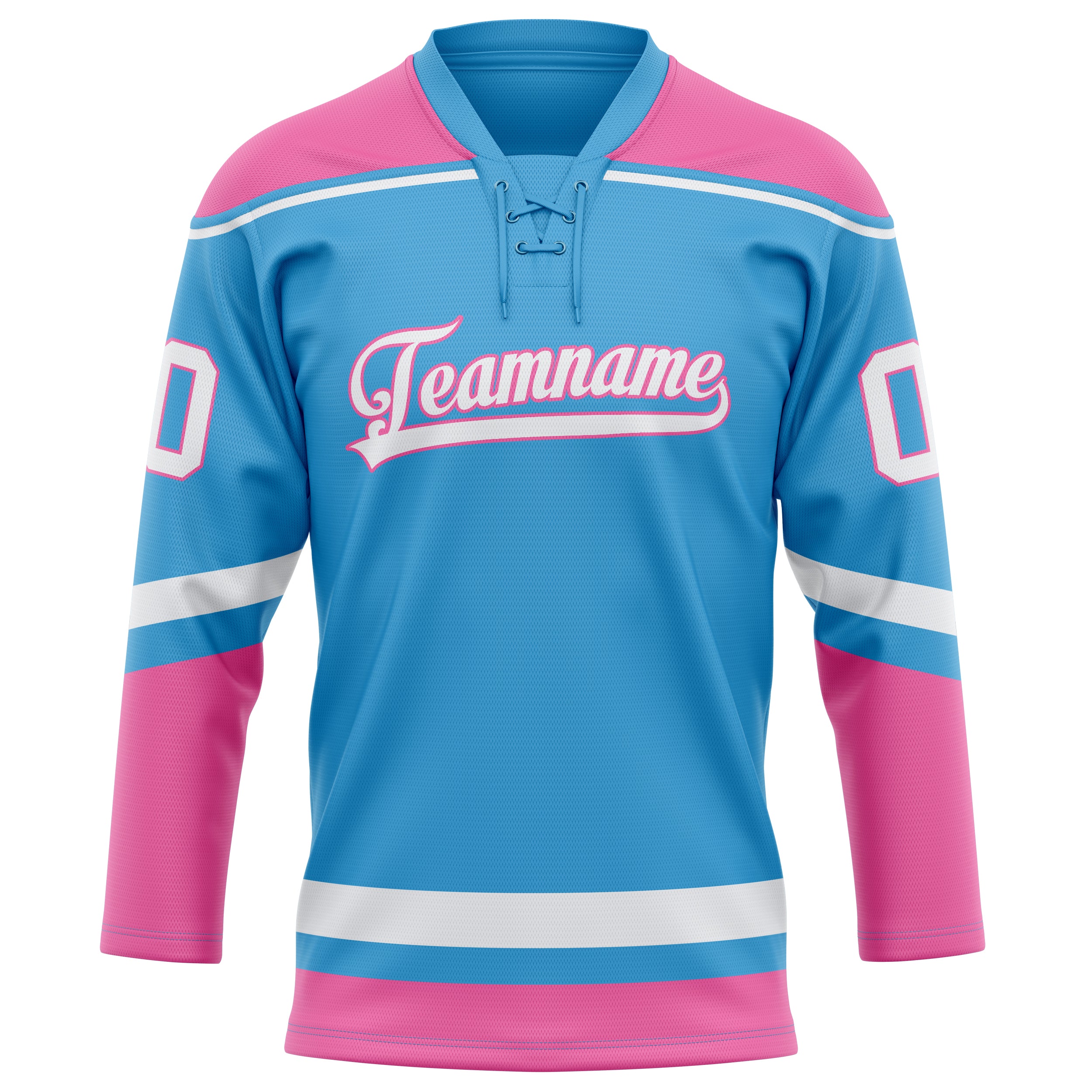 Personalized Sky & Blue Pink Solid Colour Hockey Jersey