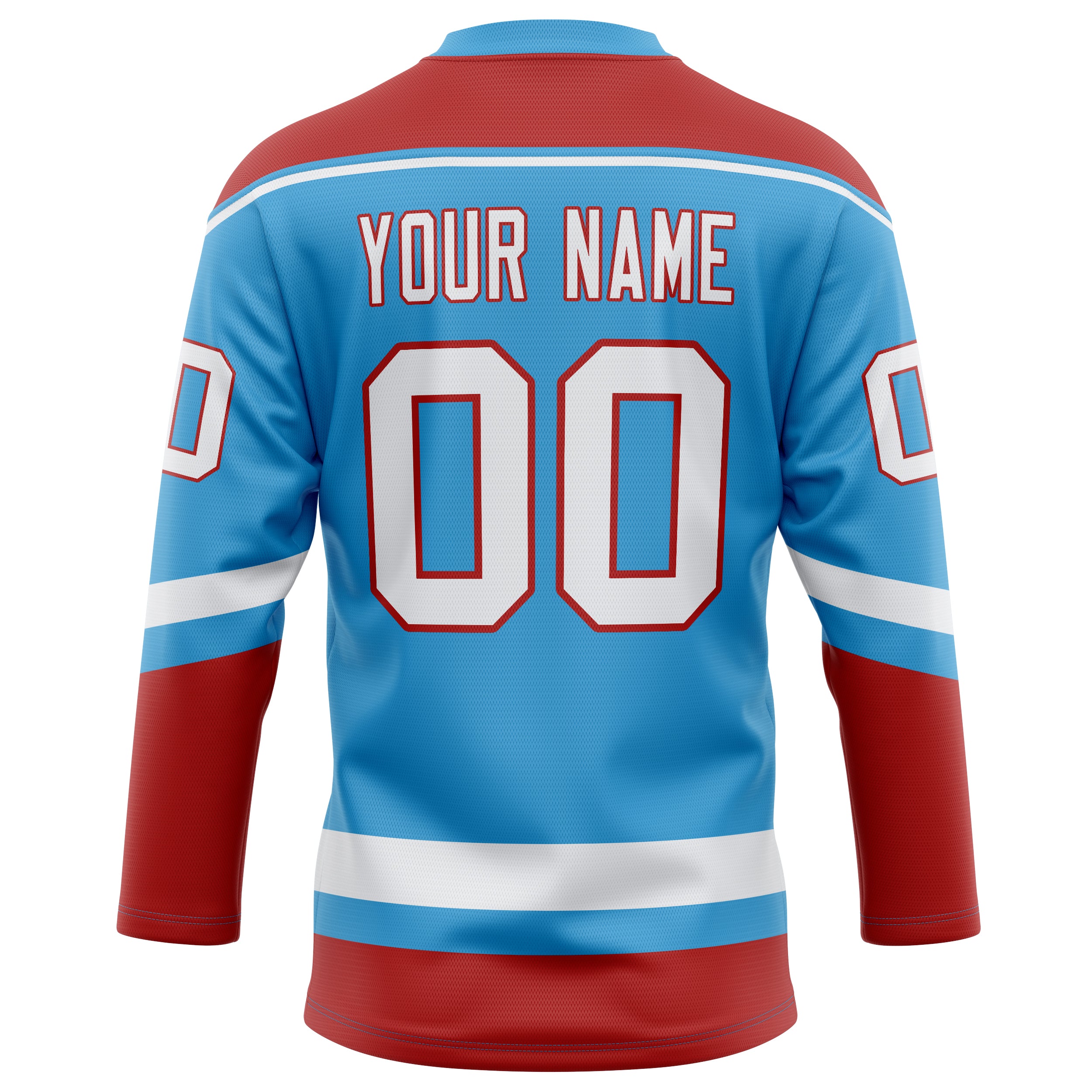 Personalized Sky & Blue Red Solid Colour Hockey Jersey