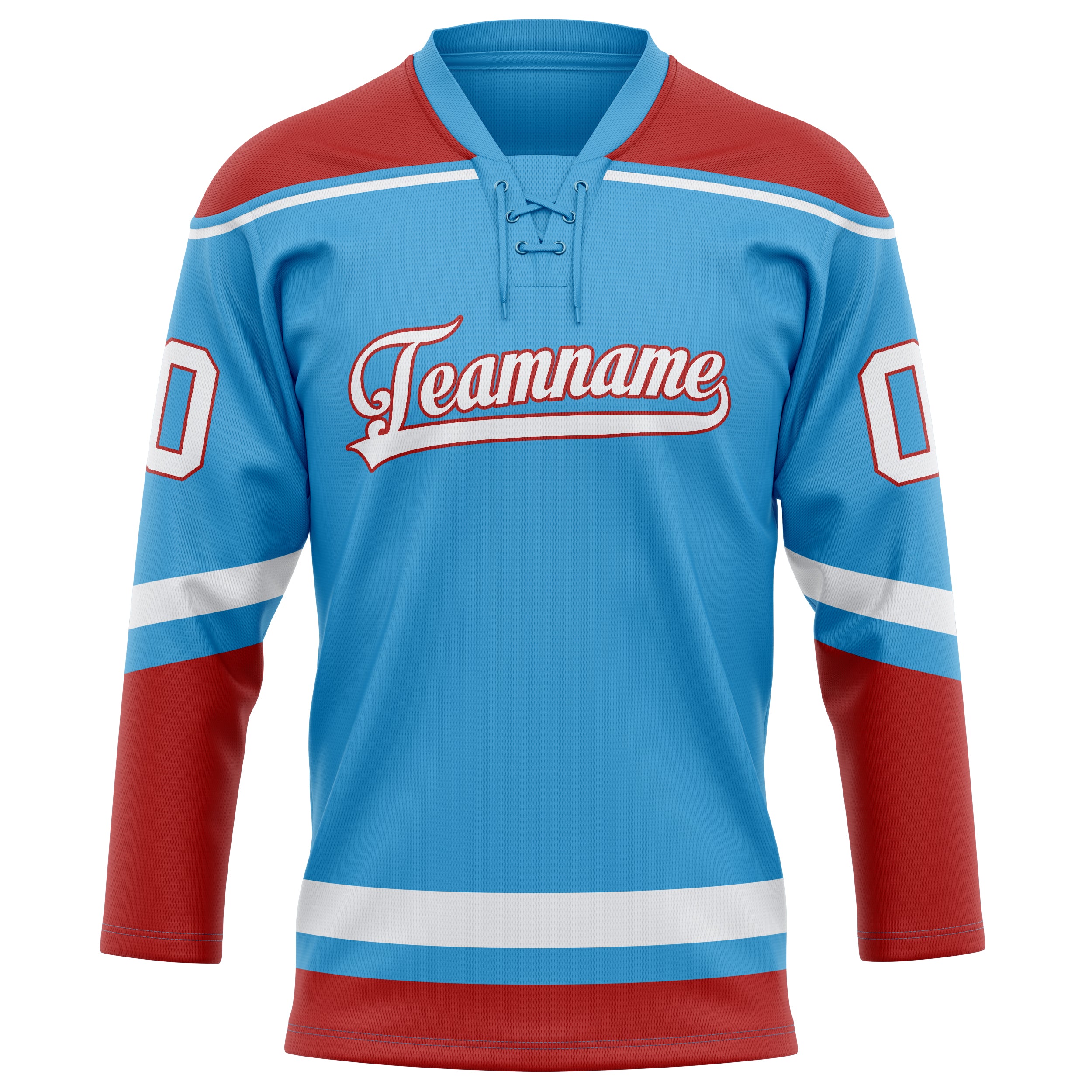 Personalized Sky & Blue Red Solid Colour Hockey Jersey