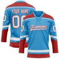 Personalized Sky & Blue Red Solid Colour Hockey Jersey