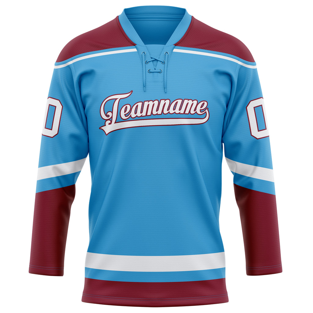 Personalized Sky & Blue Maroon Solid Colour Hockey Jersey