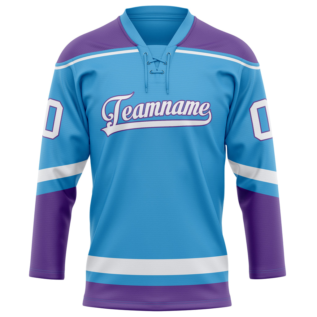Personalized Sky & Blue Purple Solid Colour Hockey Jersey