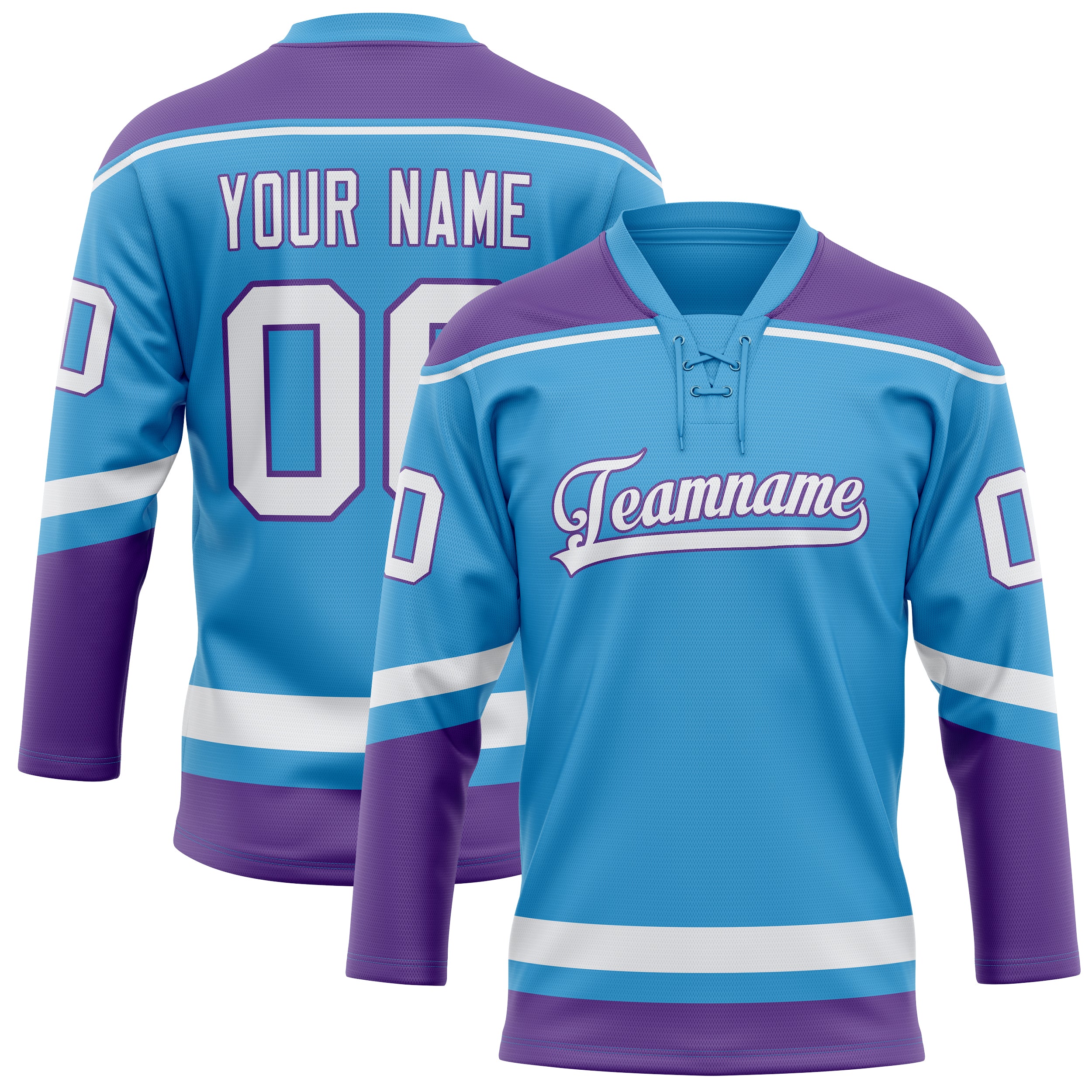 Personalized Sky & Blue Purple Solid Colour Hockey Jersey