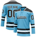 Personalized Sky & Blue Black Solid Colour Hockey Jersey