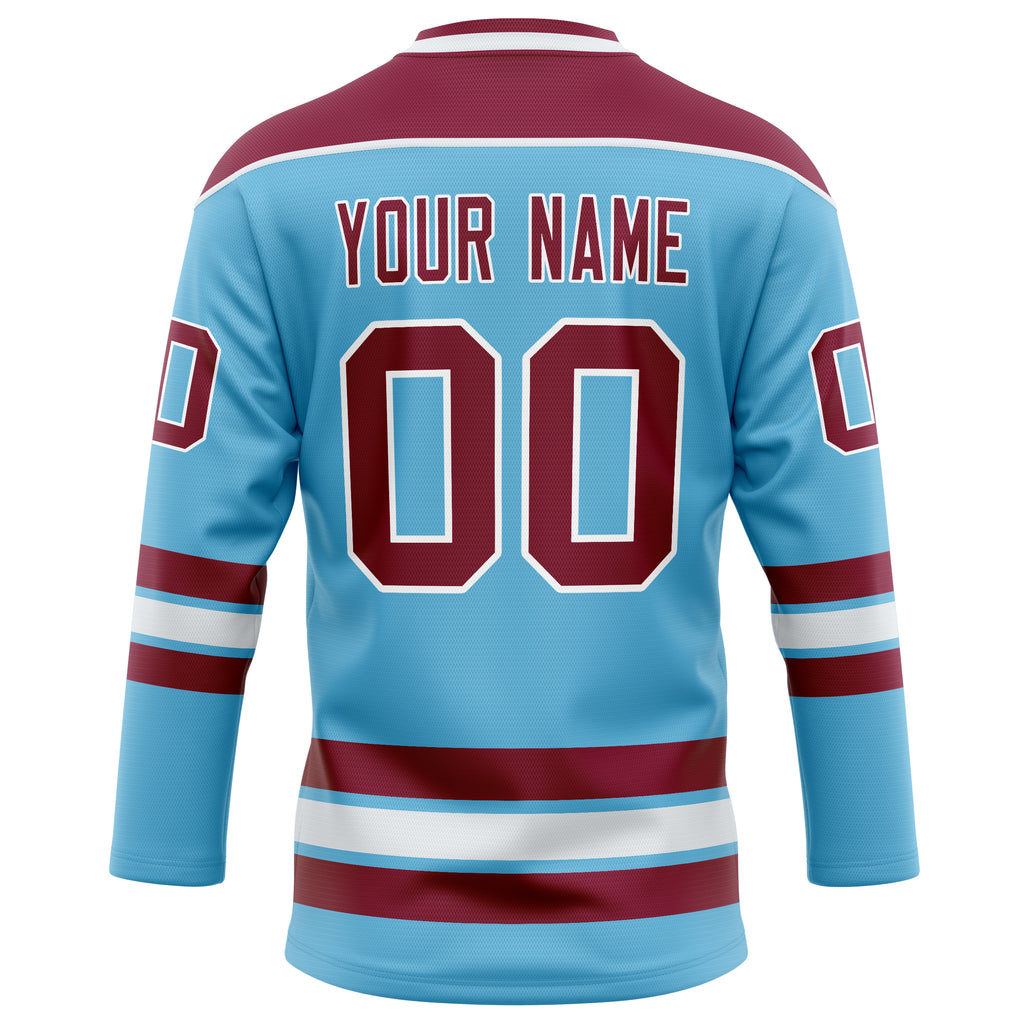 Personalized Sky & Blue Maroon Solid Colour Hockey Jersey