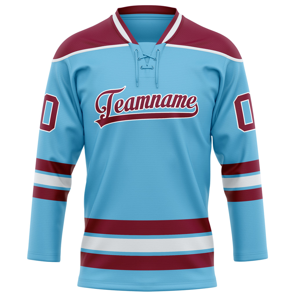 Personalized Sky & Blue Maroon Solid Colour Hockey Jersey