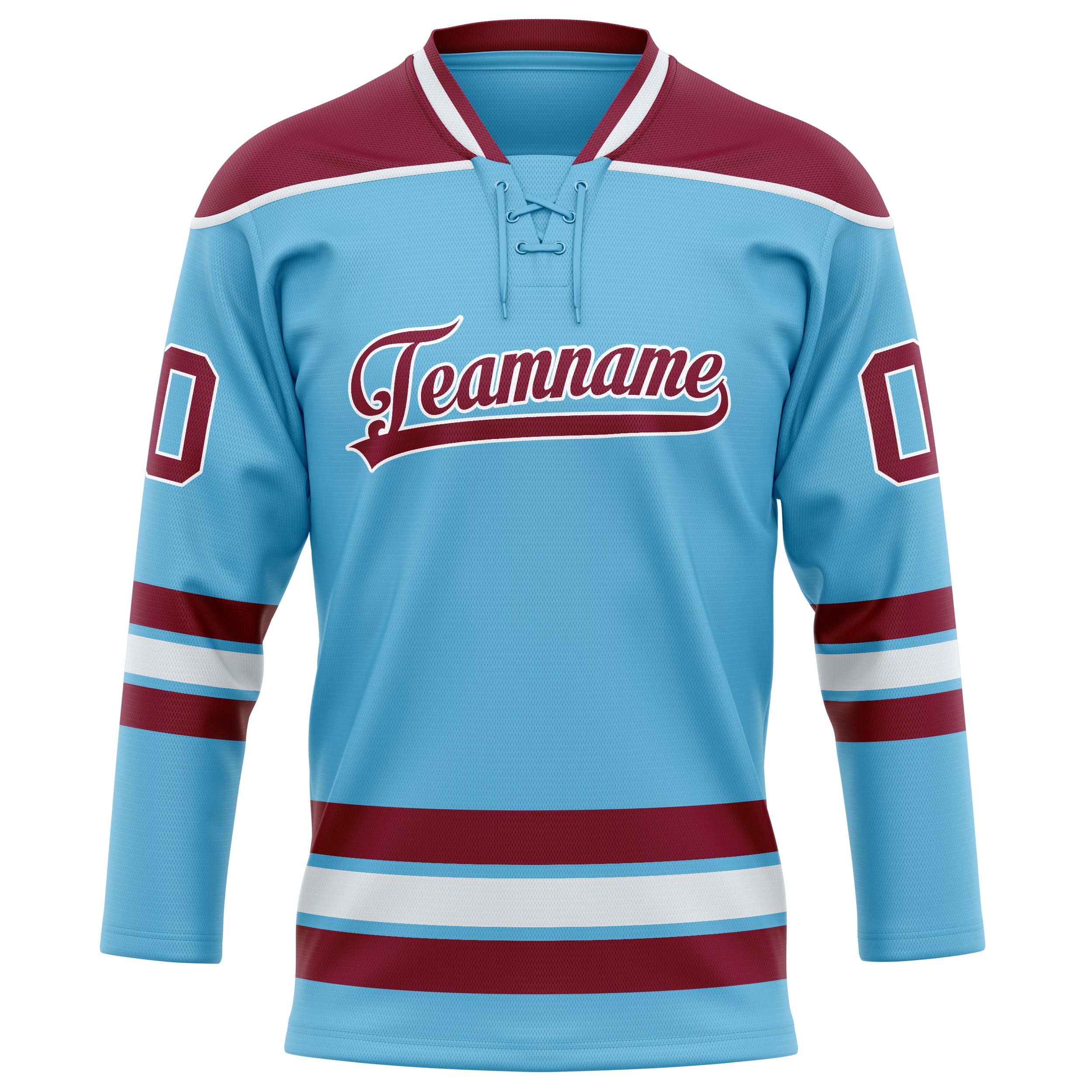 Personalized Sky & Blue Maroon Solid Colour Hockey Jersey