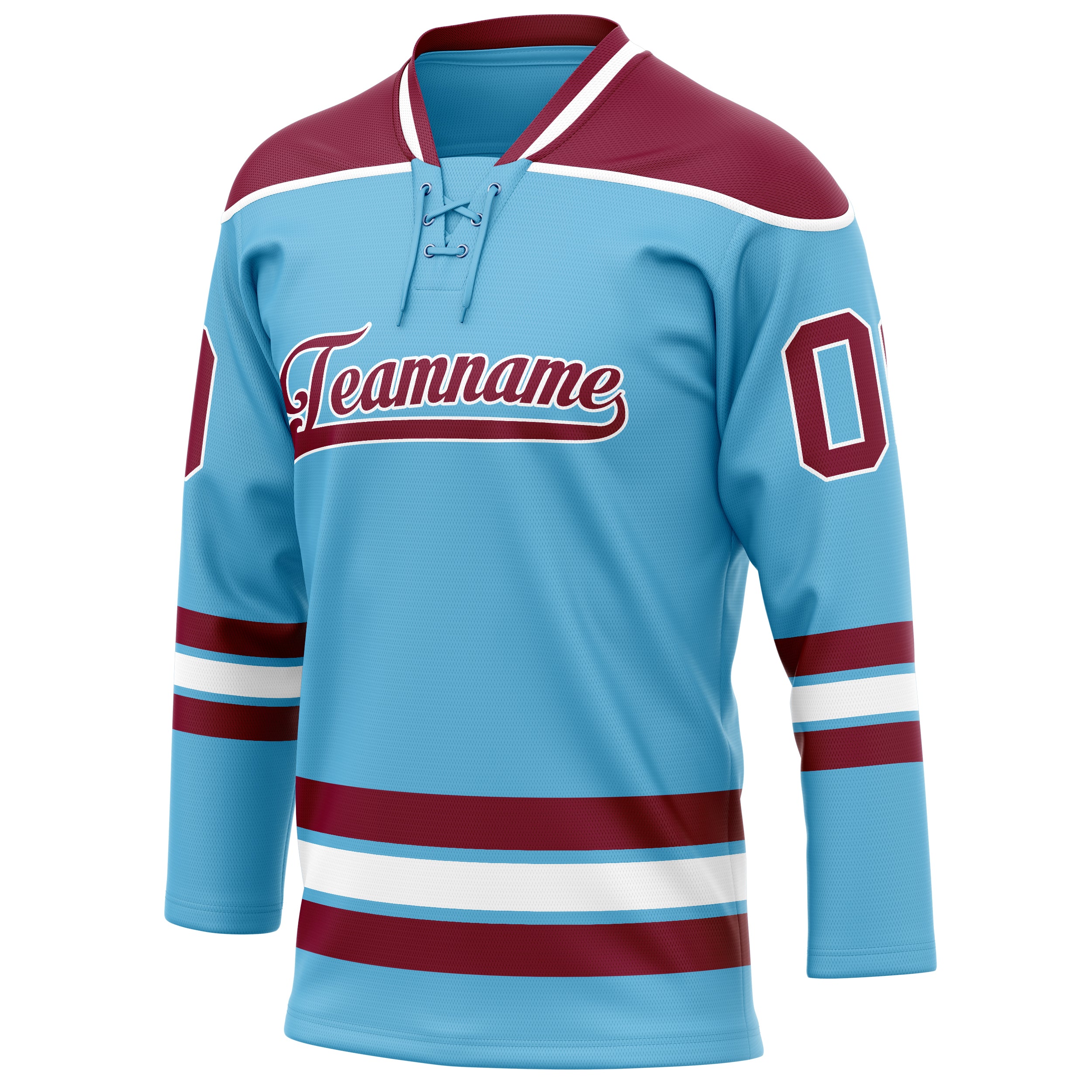 Personalized Sky & Blue Maroon Solid Colour Hockey Jersey
