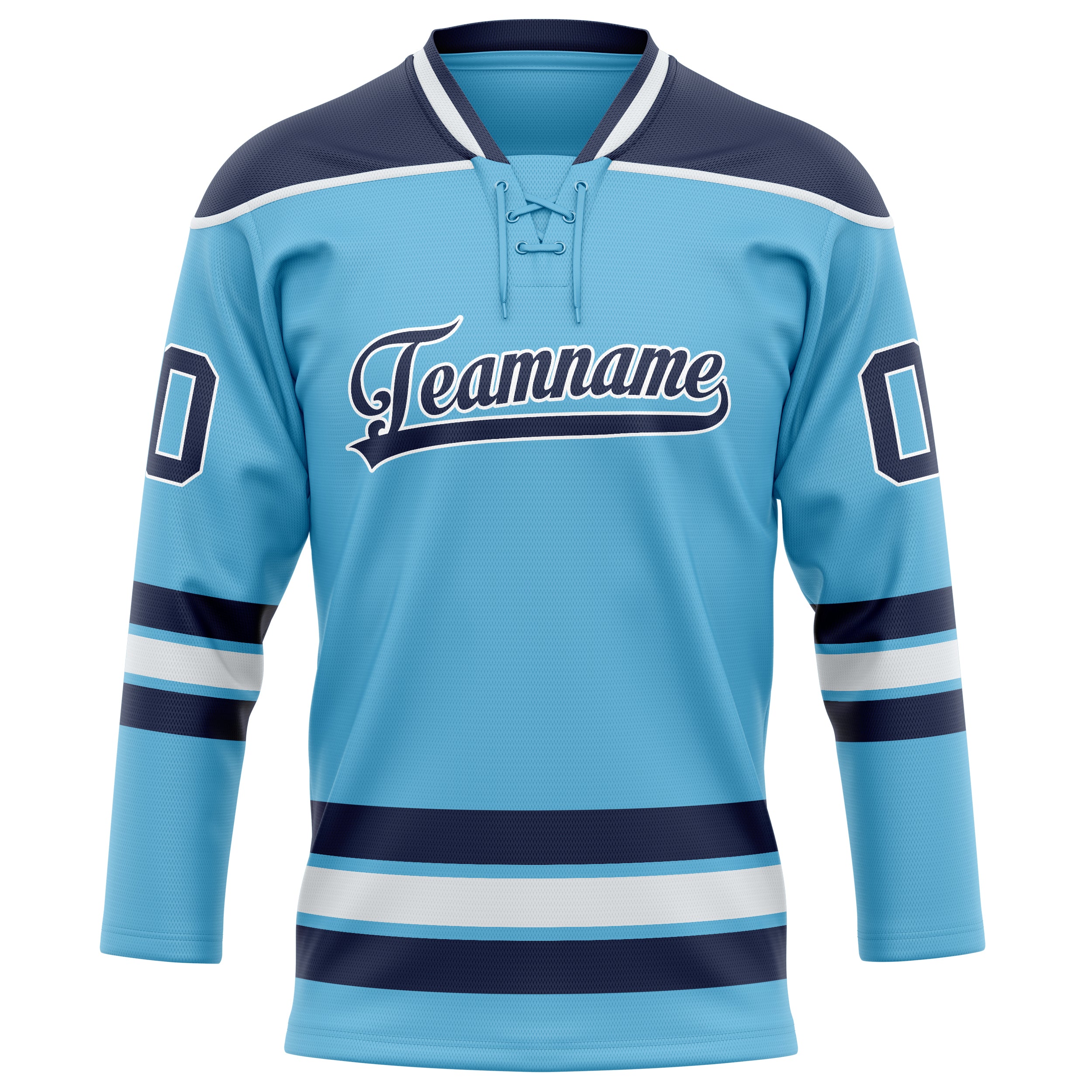 Personalized Sky & Blue Navy Solid Colour Hockey Jersey