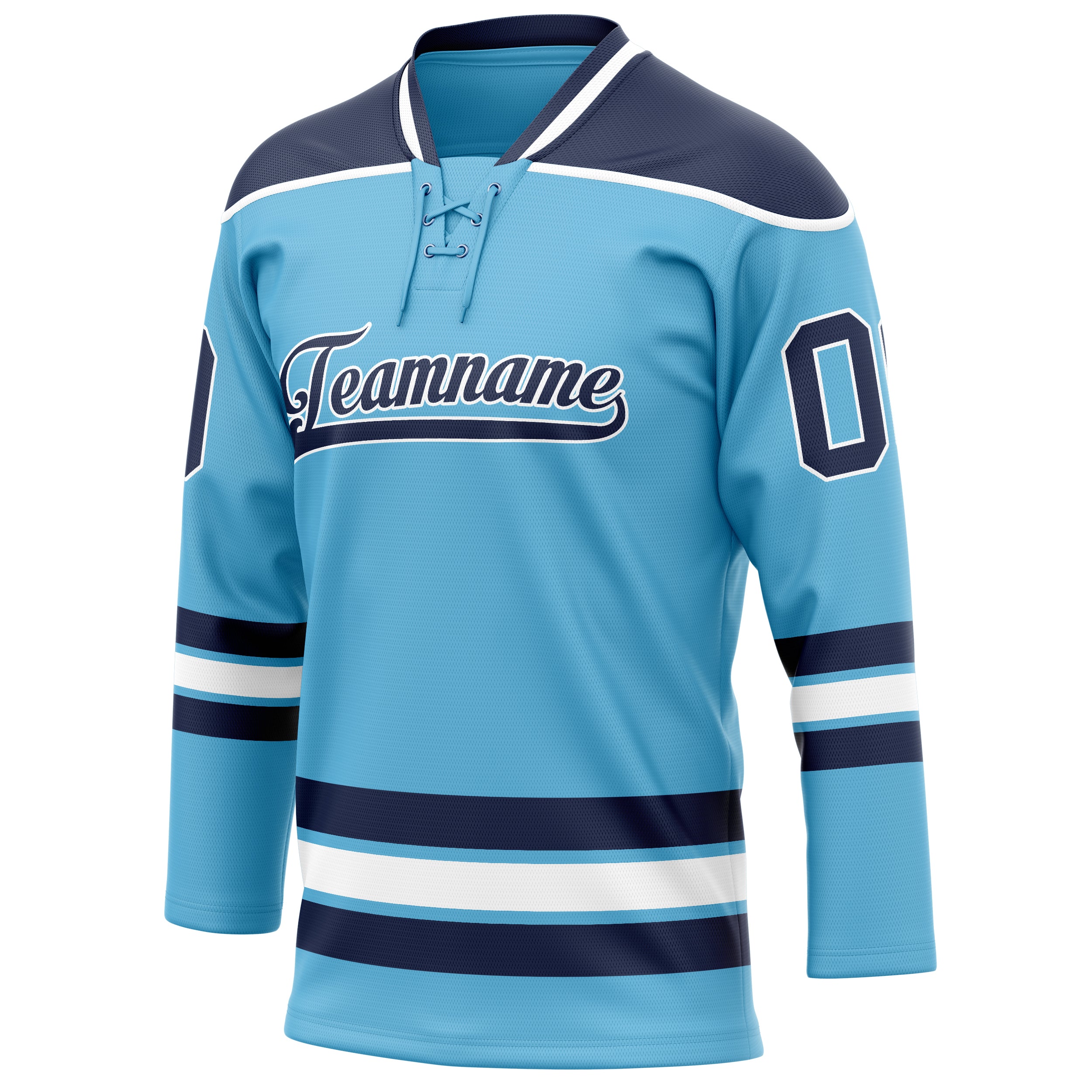 Personalized Sky & Blue Navy Solid Colour Hockey Jersey
