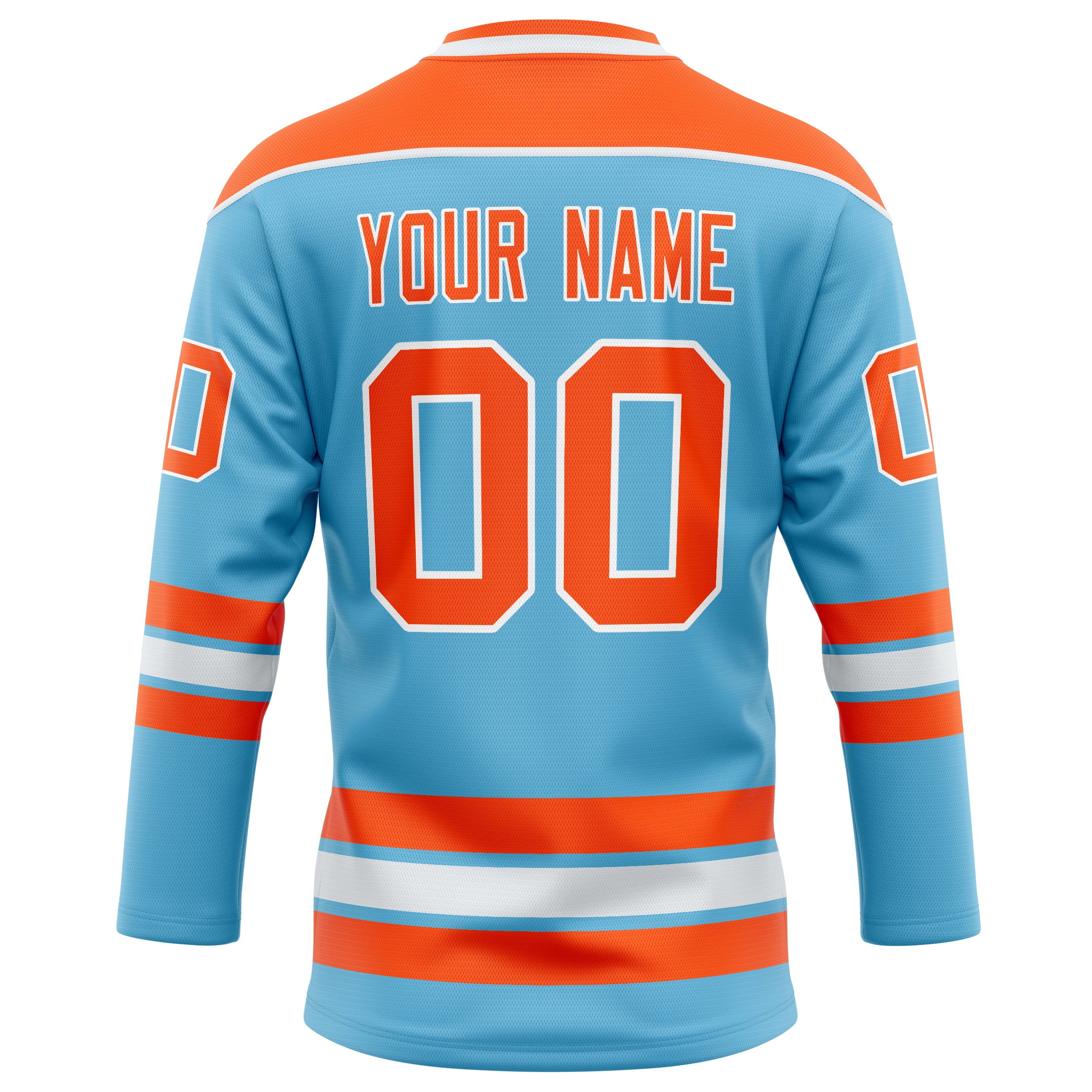 Personalized Sky & Blue Orange Solid Colour Hockey Jersey