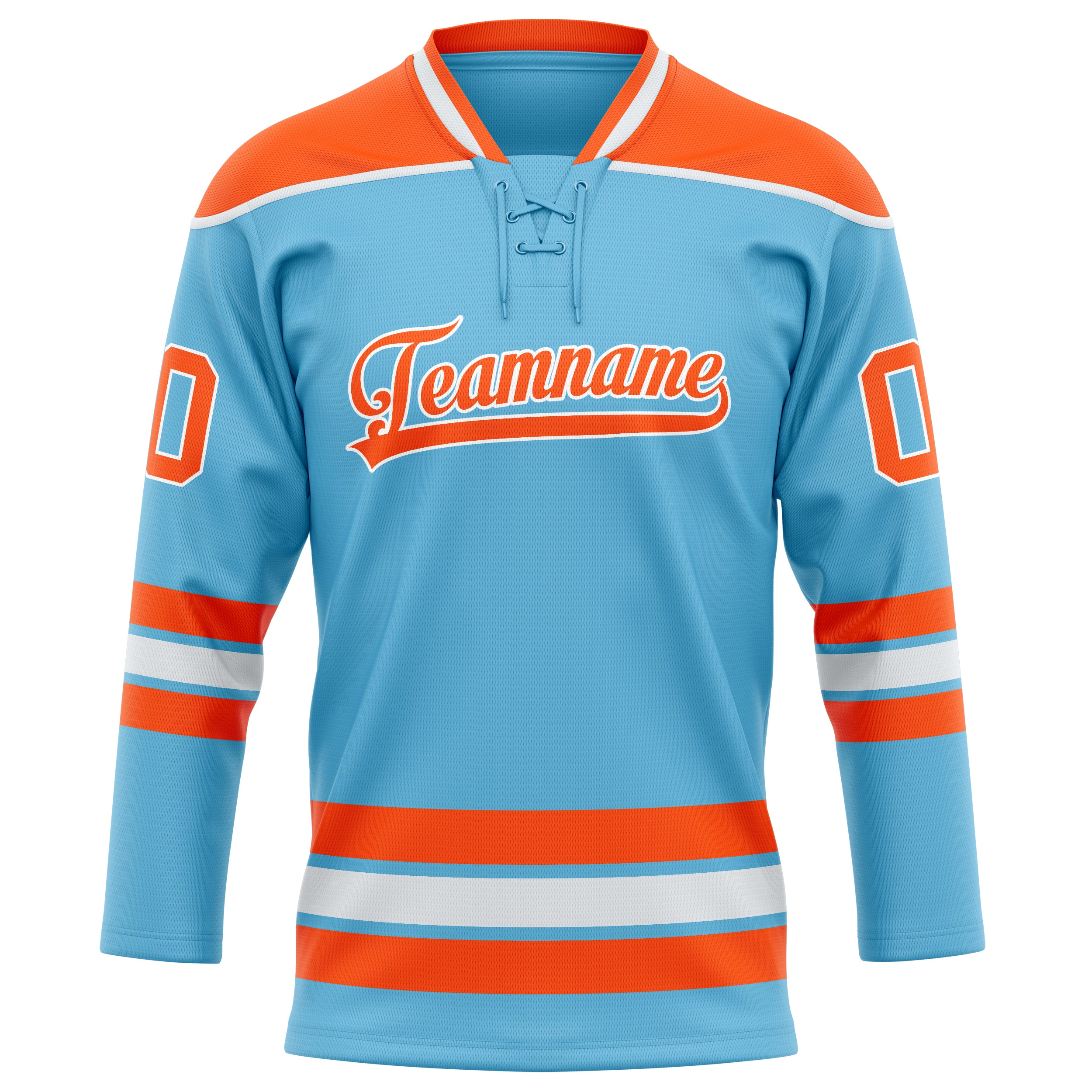 Personalized Sky & Blue Orange Solid Colour Hockey Jersey