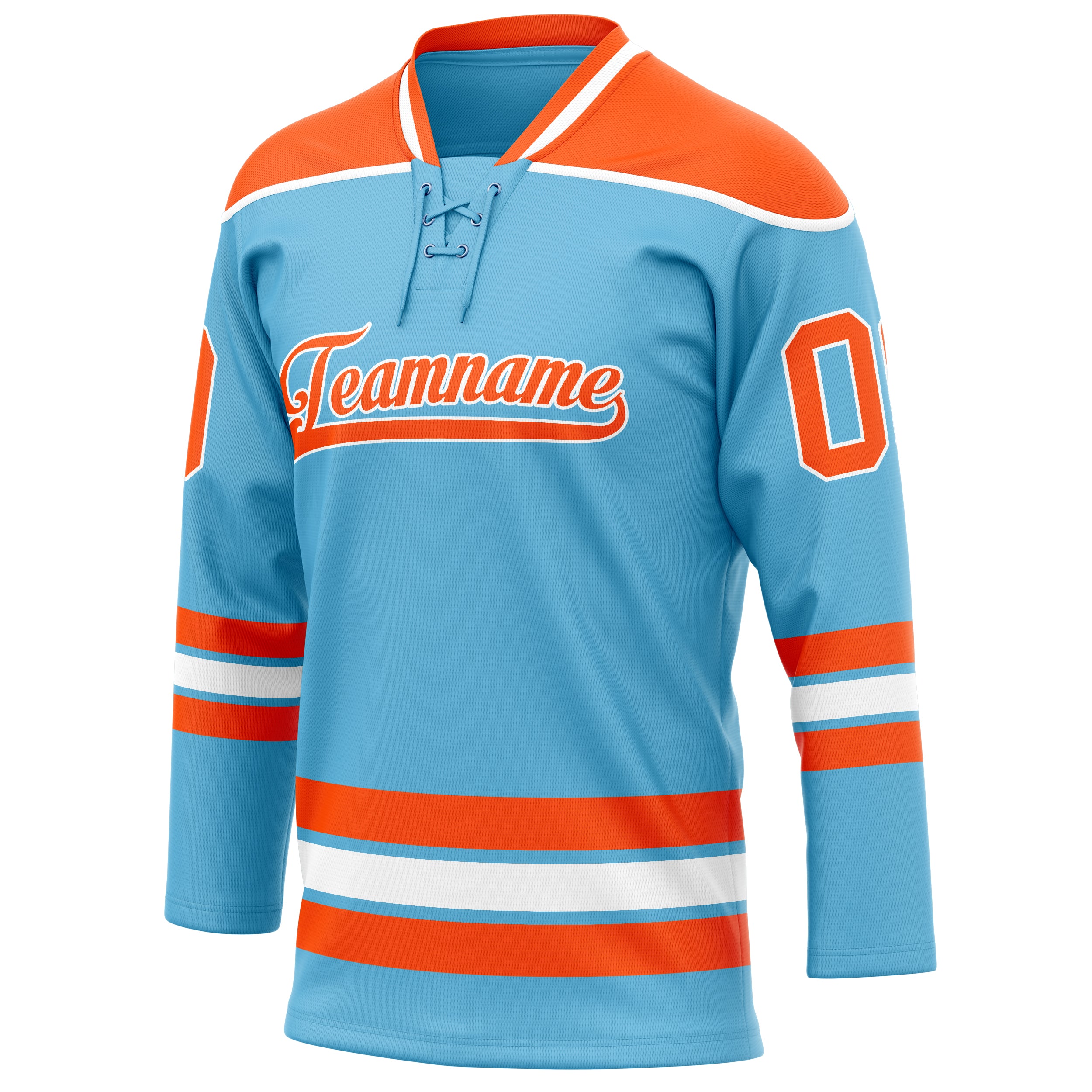 Personalized Sky & Blue Orange Solid Colour Hockey Jersey