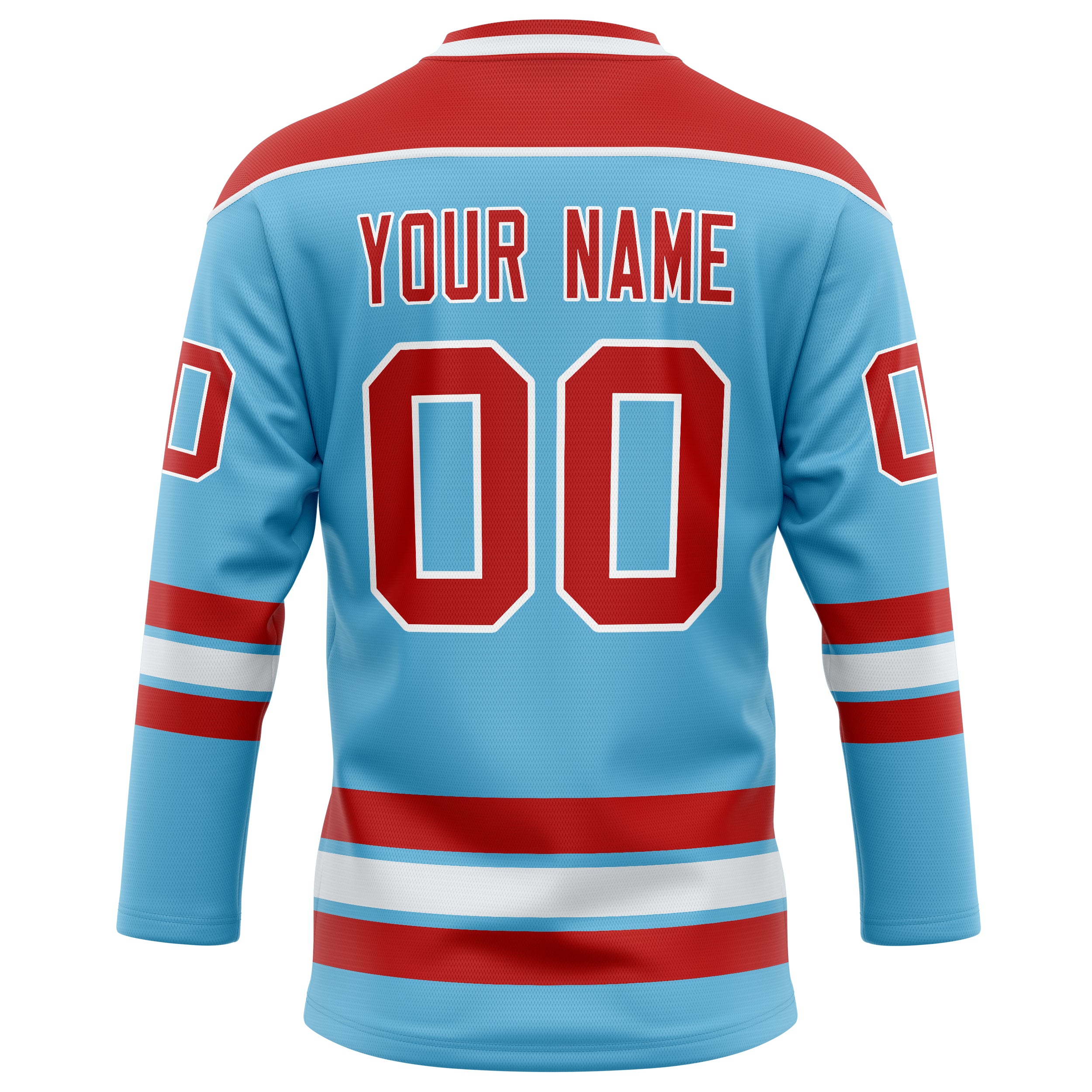 Personalized Sky & Blue Red Solid Colour Hockey Jersey