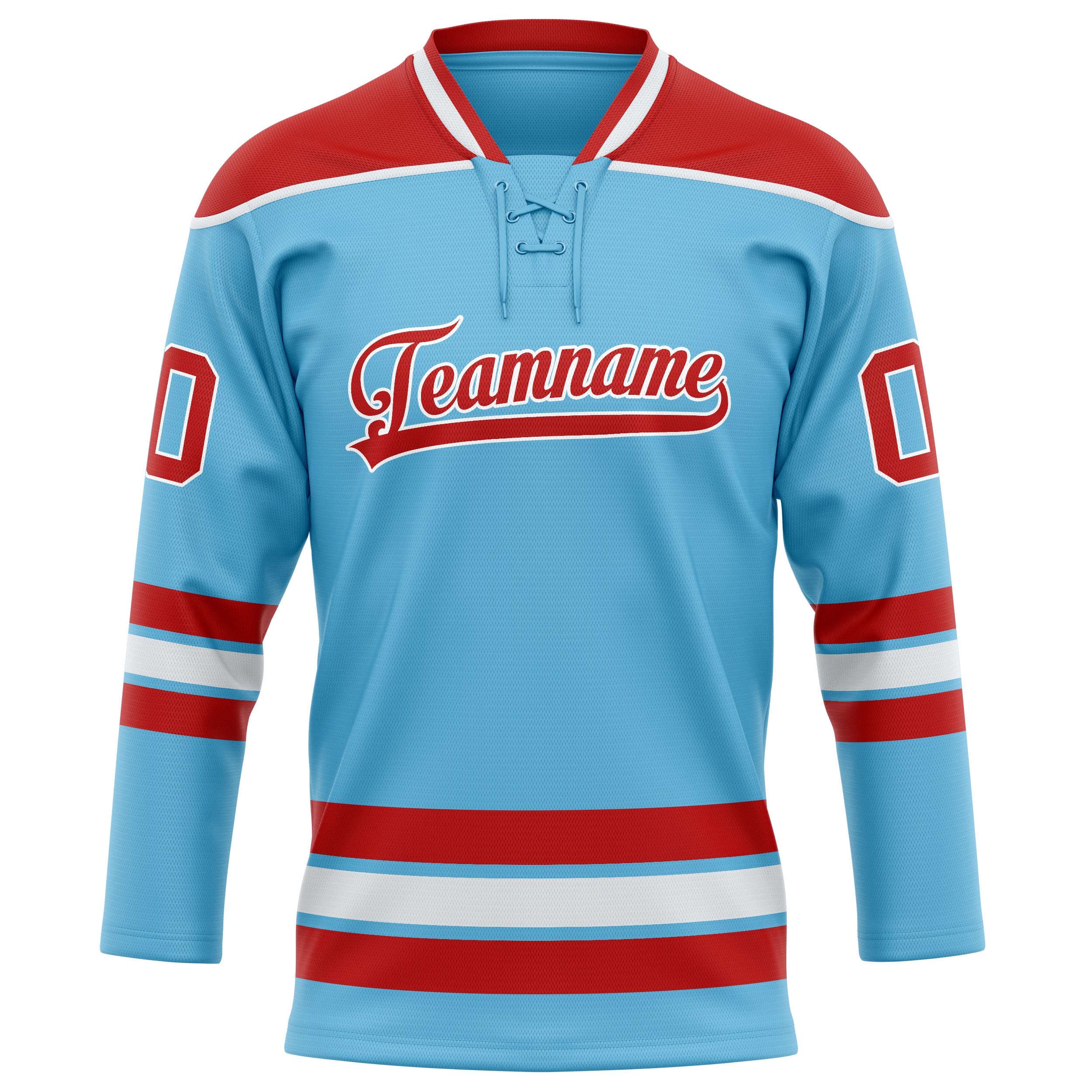 Personalized Sky & Blue Red Solid Colour Hockey Jersey