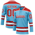 Personalized Sky & Blue Red Solid Colour Hockey Jersey