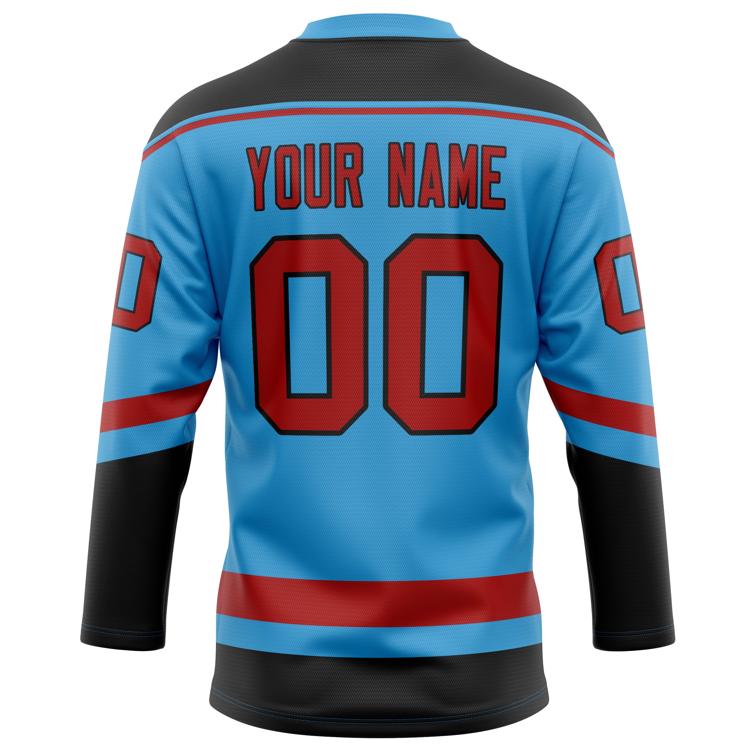 Personalized Sky & Blue Black Solid Colour Hockey Jersey