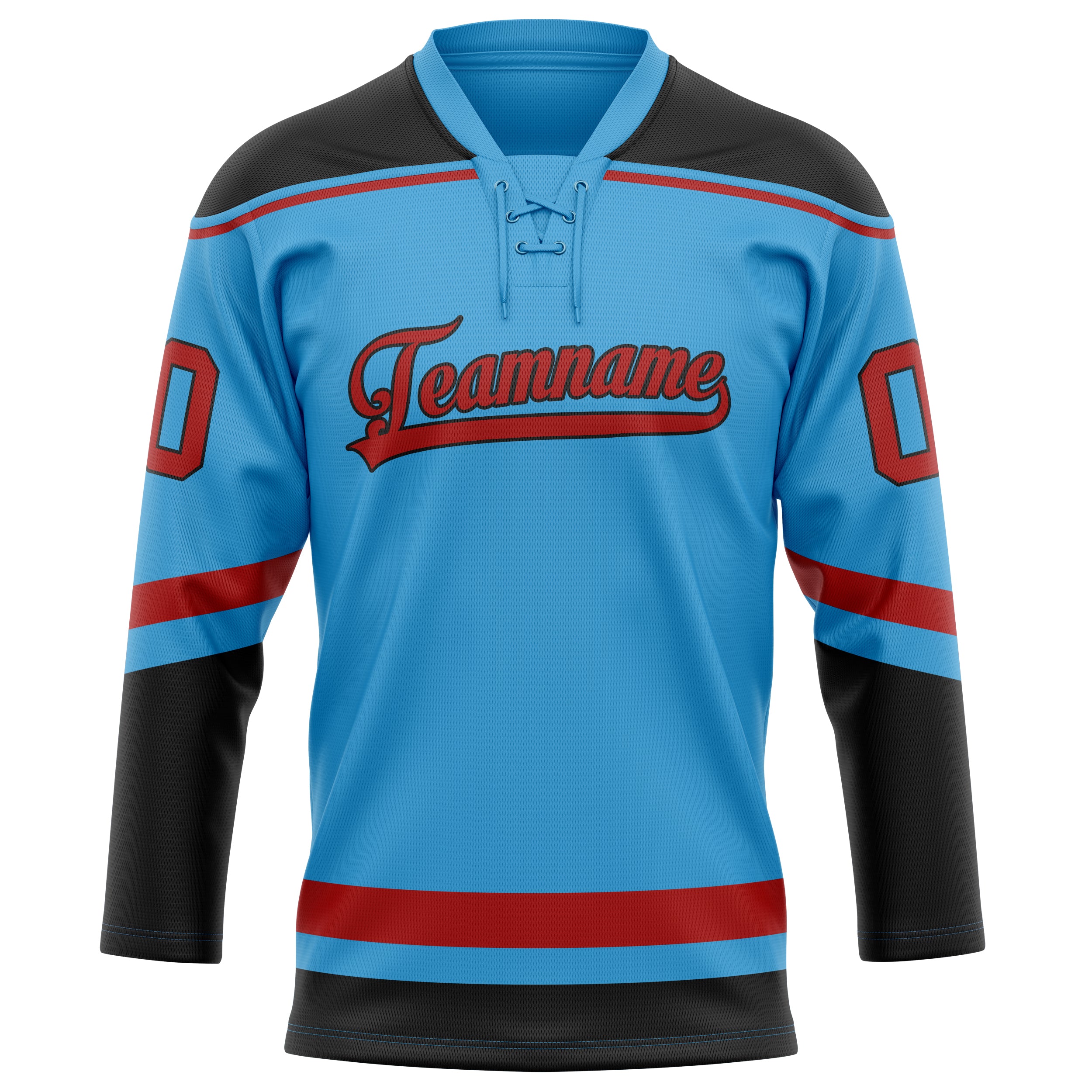 Personalized Sky & Blue Black Solid Colour Hockey Jersey