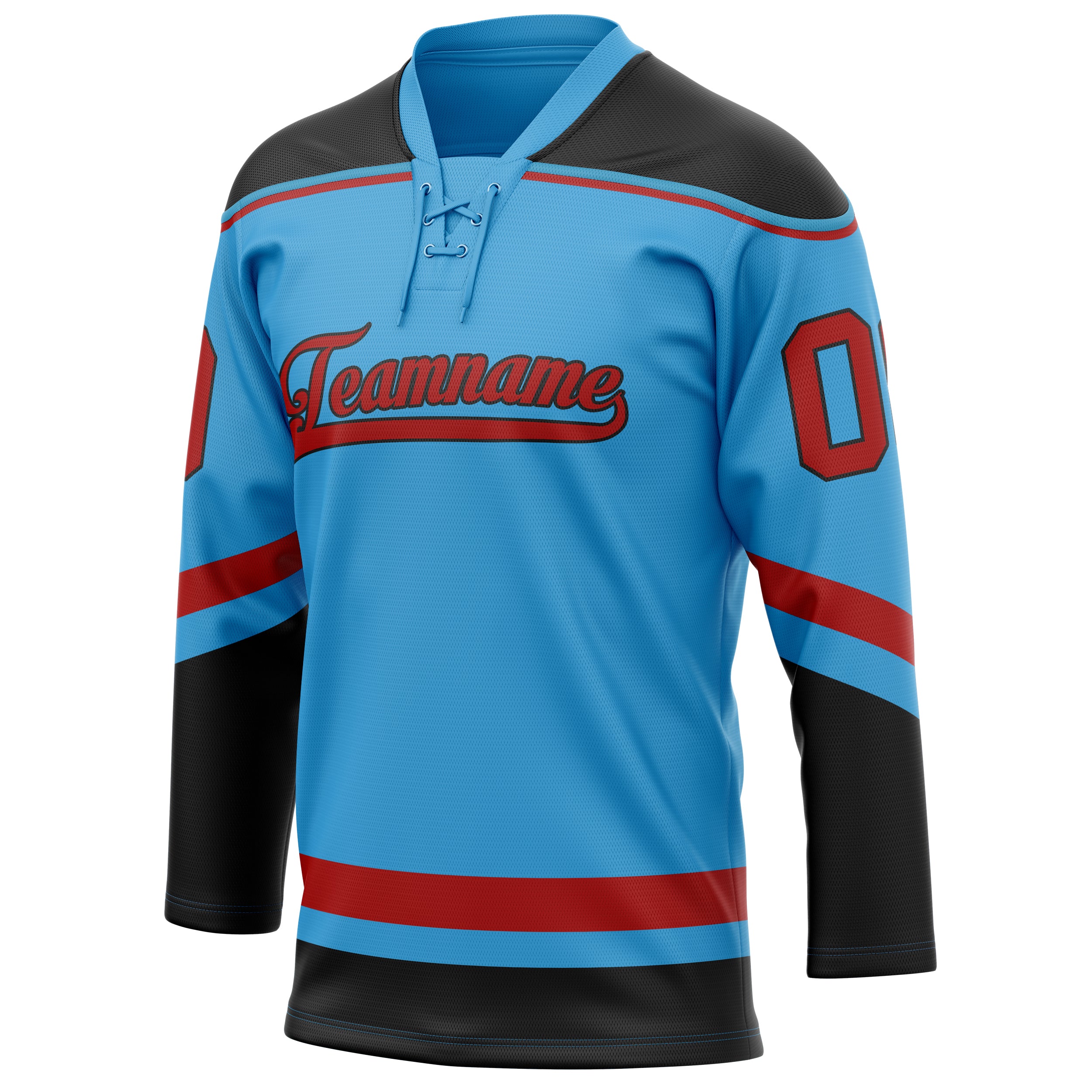 Personalized Sky & Blue Black Solid Colour Hockey Jersey