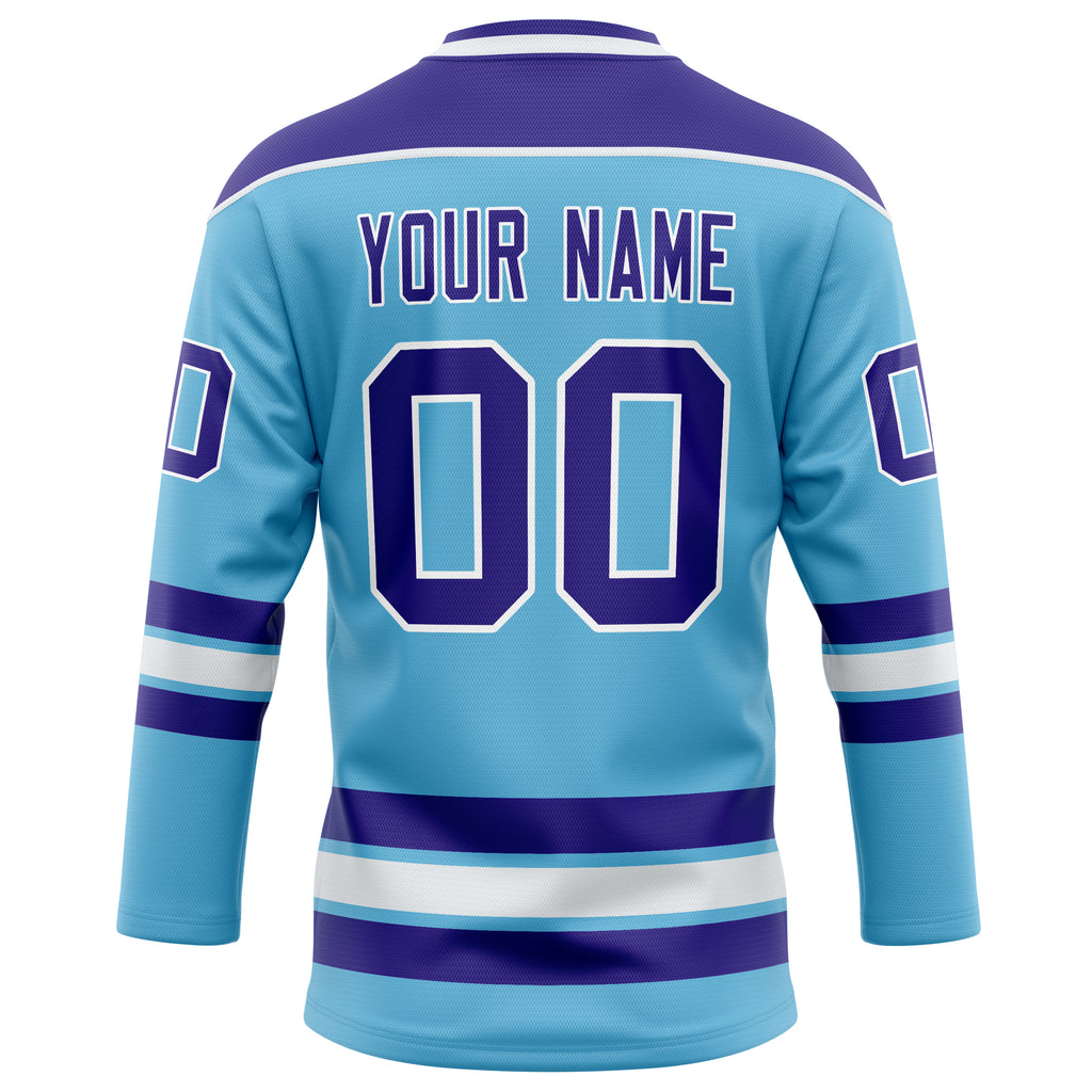 Personalized Sky & Blue Purple Solid Colour Hockey Jersey
