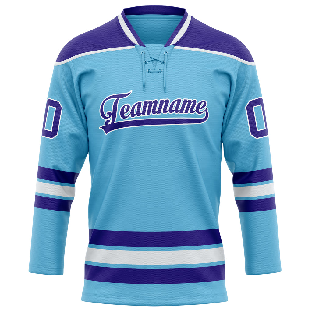 Personalized Sky & Blue Purple Solid Colour Hockey Jersey