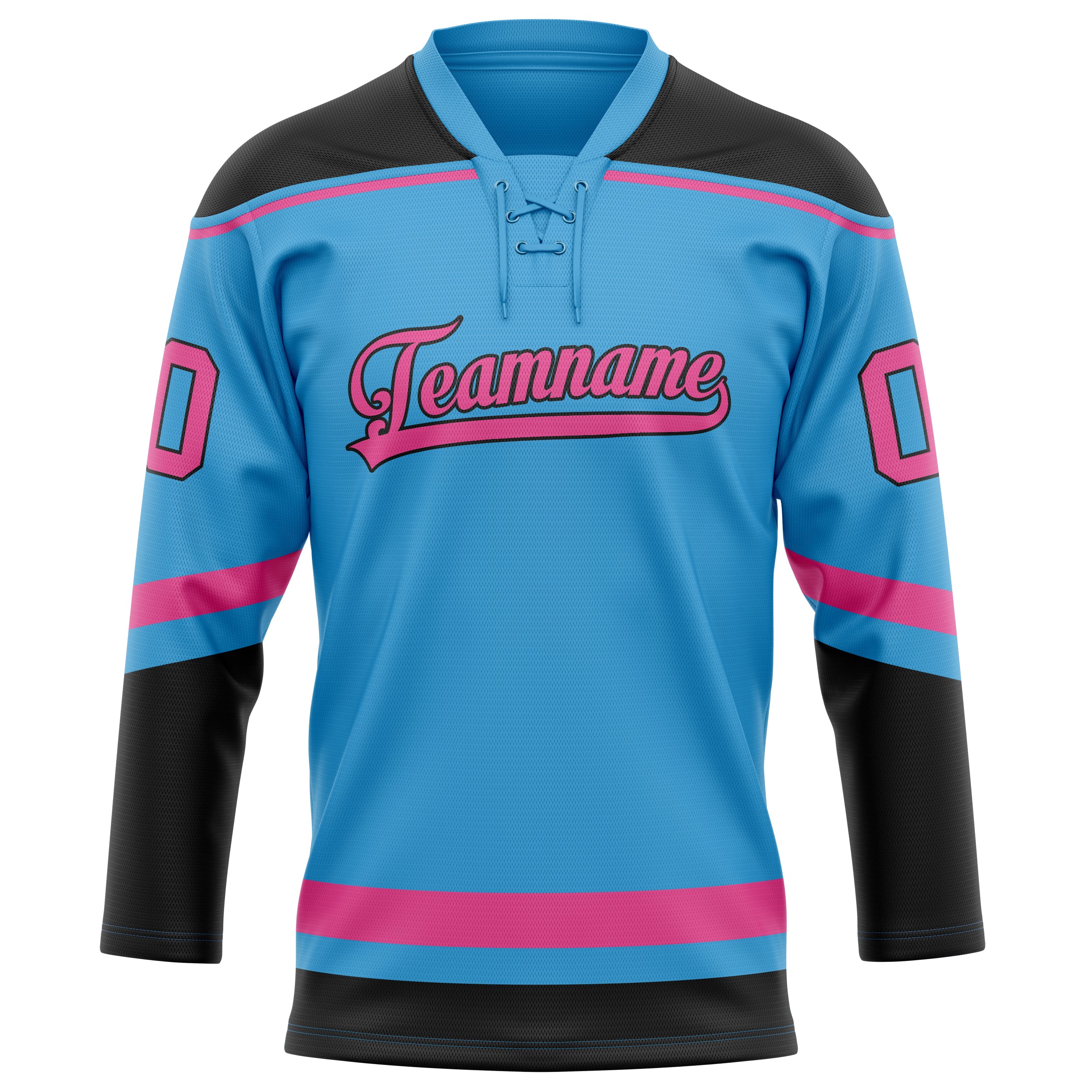 Personalized Sky & Blue Pink Solid Colour Hockey Jersey