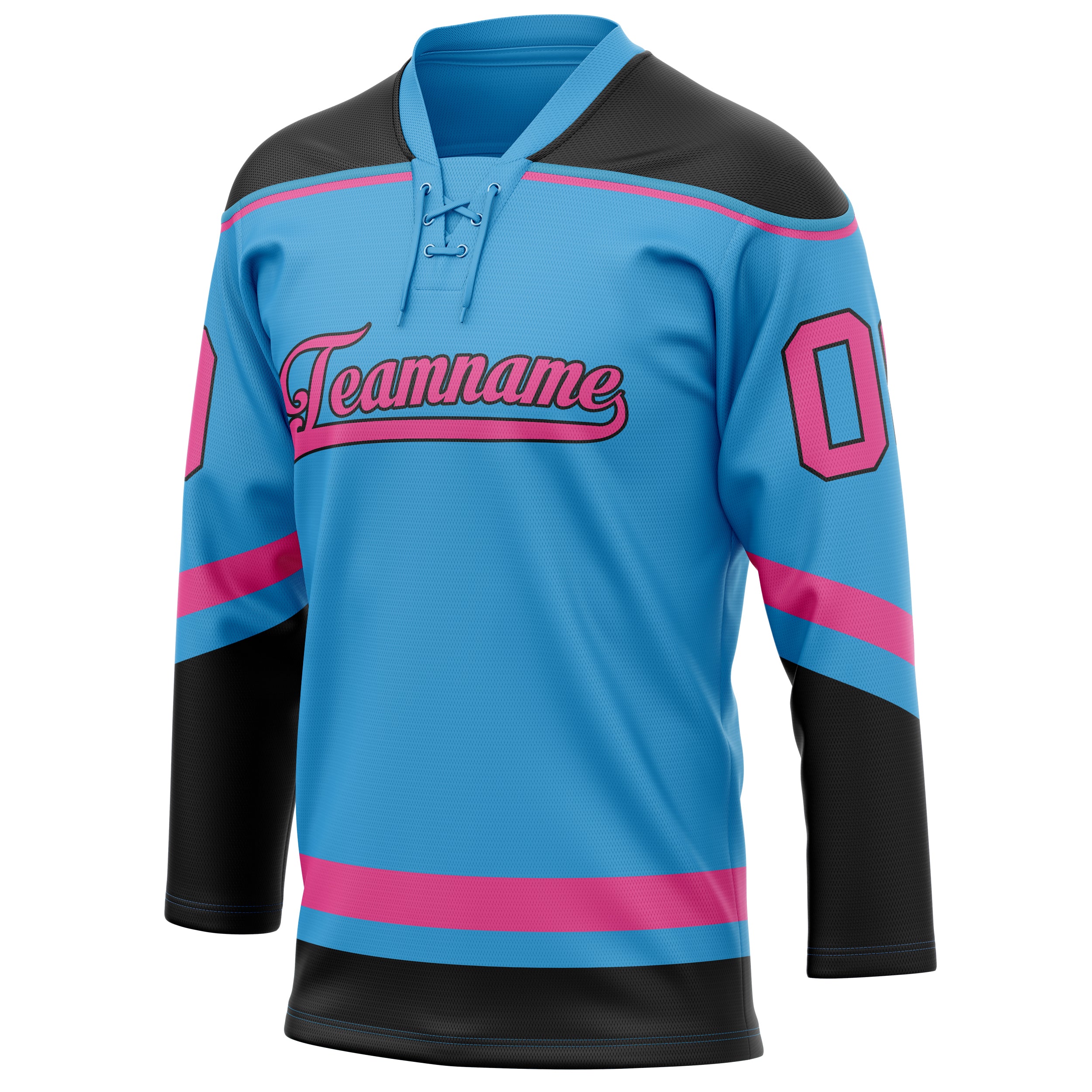Personalized Sky & Blue Pink Solid Colour Hockey Jersey