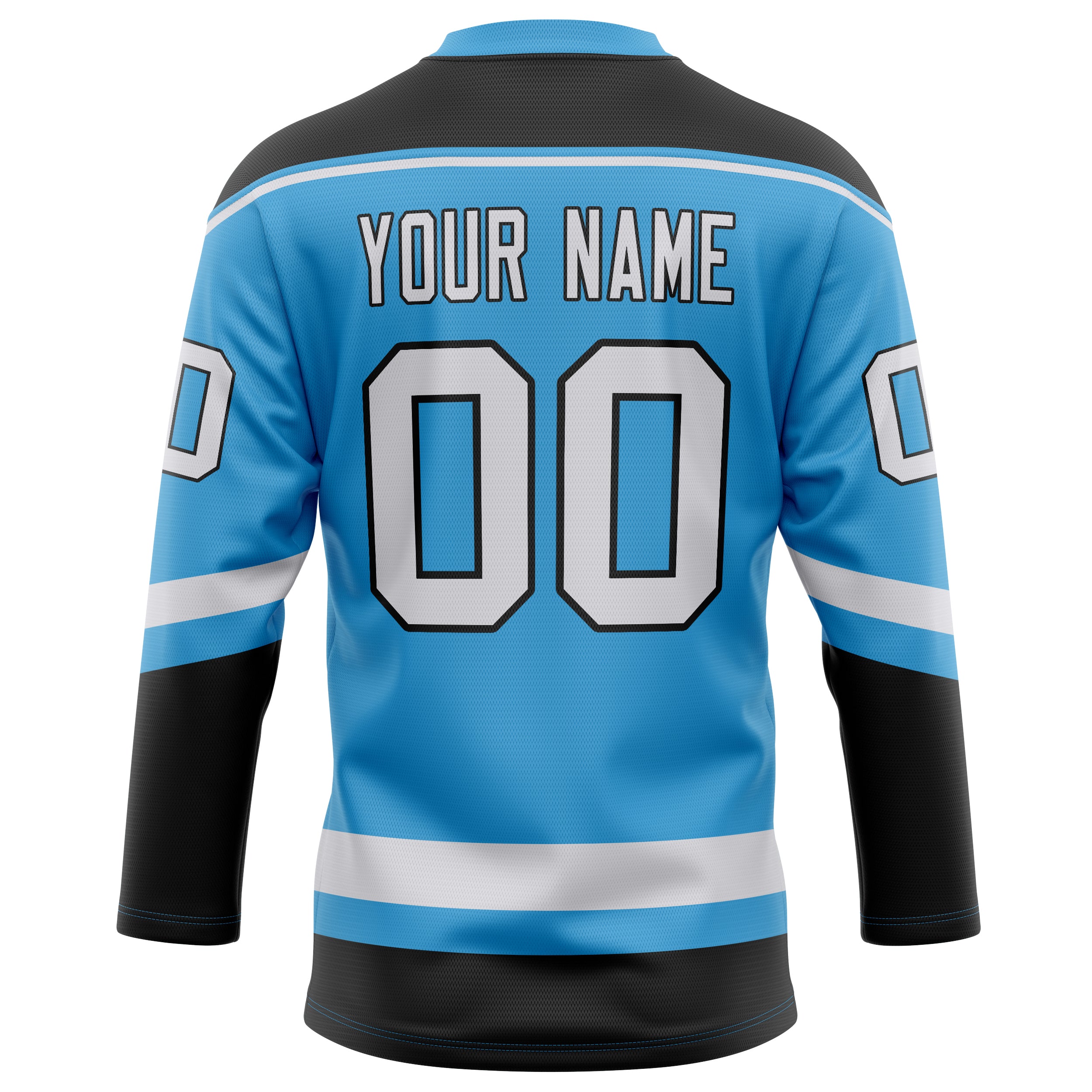Personalized Sky & Blue Black Solid Colour Hockey Jersey