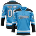 Personalized Sky & Blue Black Solid Colour Hockey Jersey