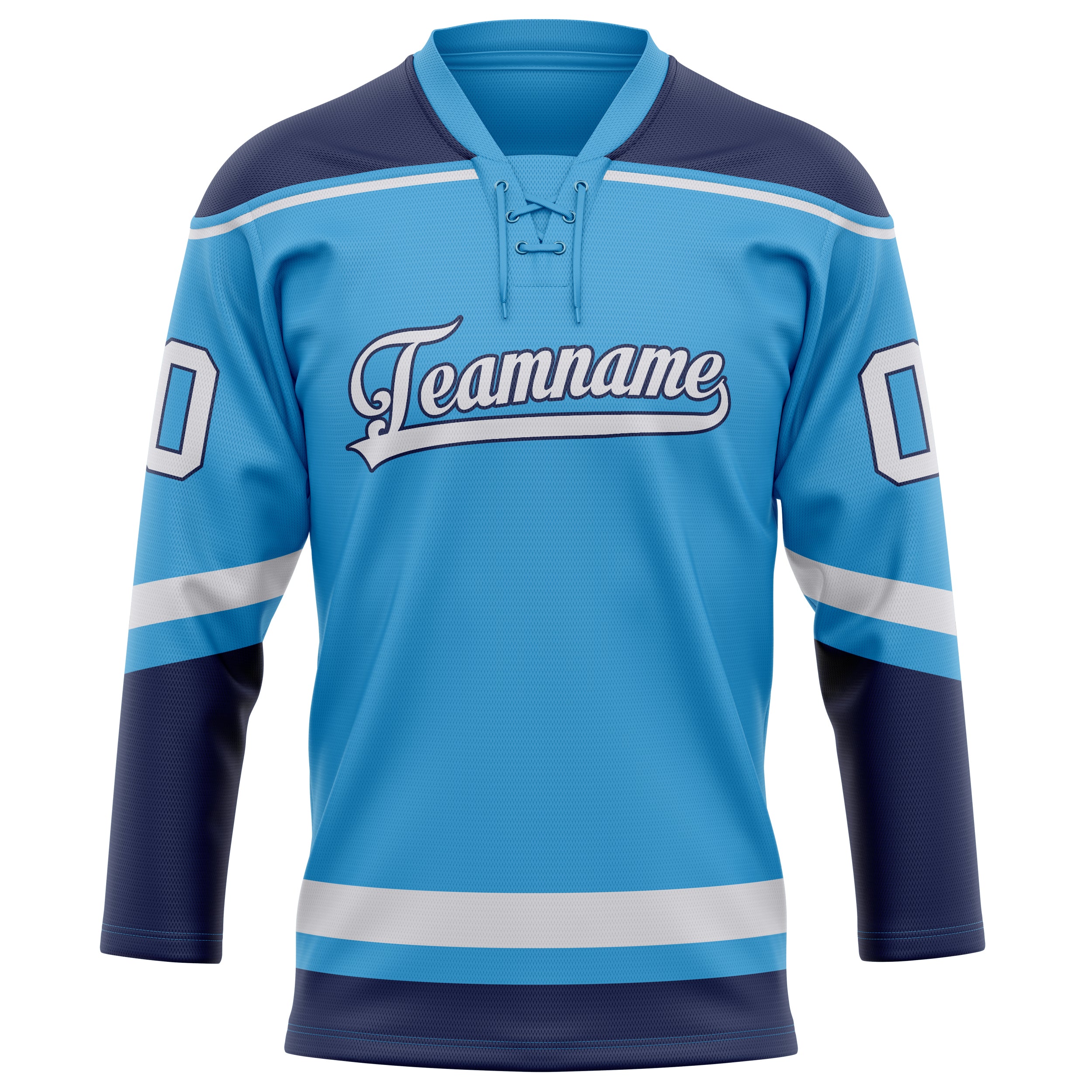 Personalized Sky & Blue Navy Solid Colour Hockey Jersey