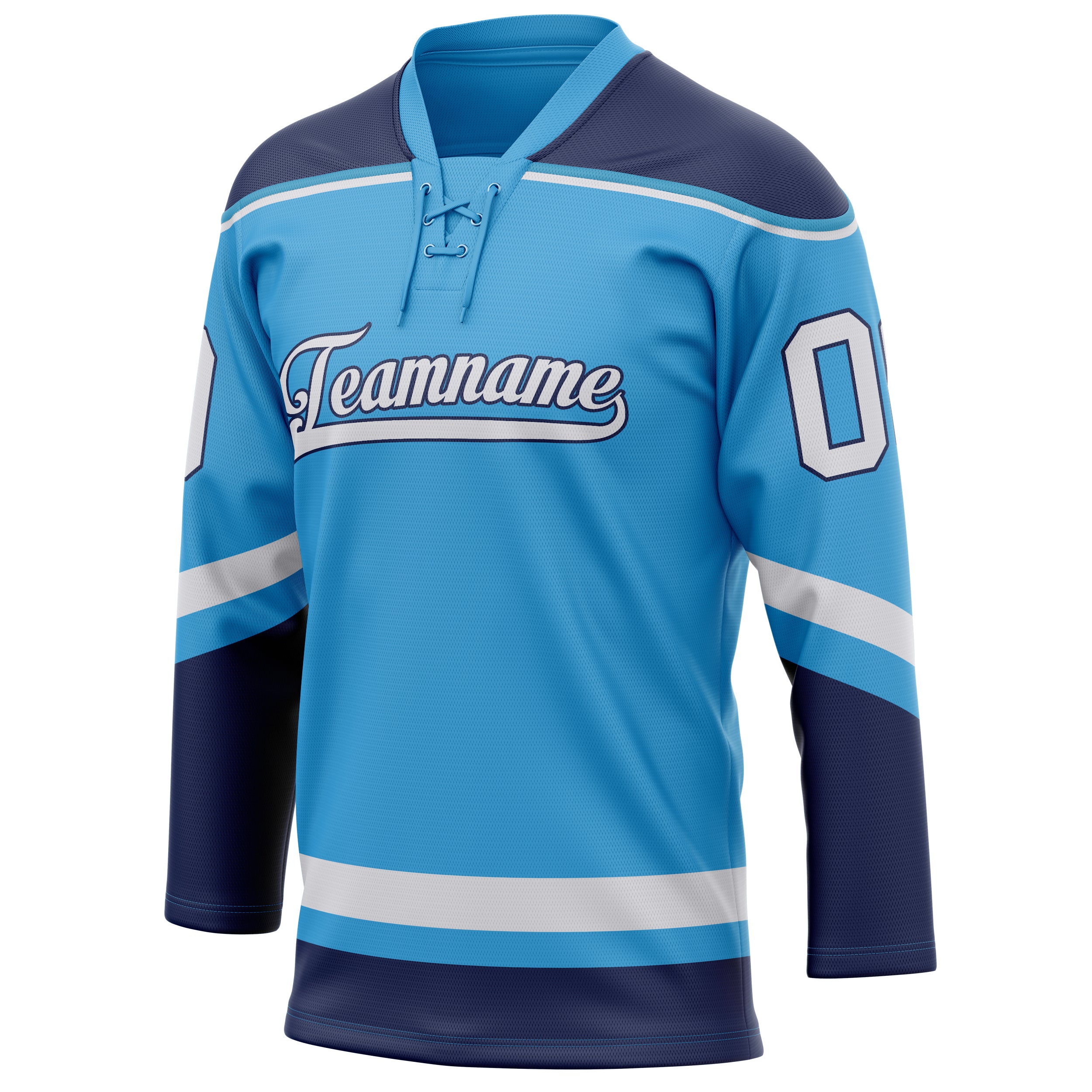 Personalized Sky & Blue Navy Solid Colour Hockey Jersey