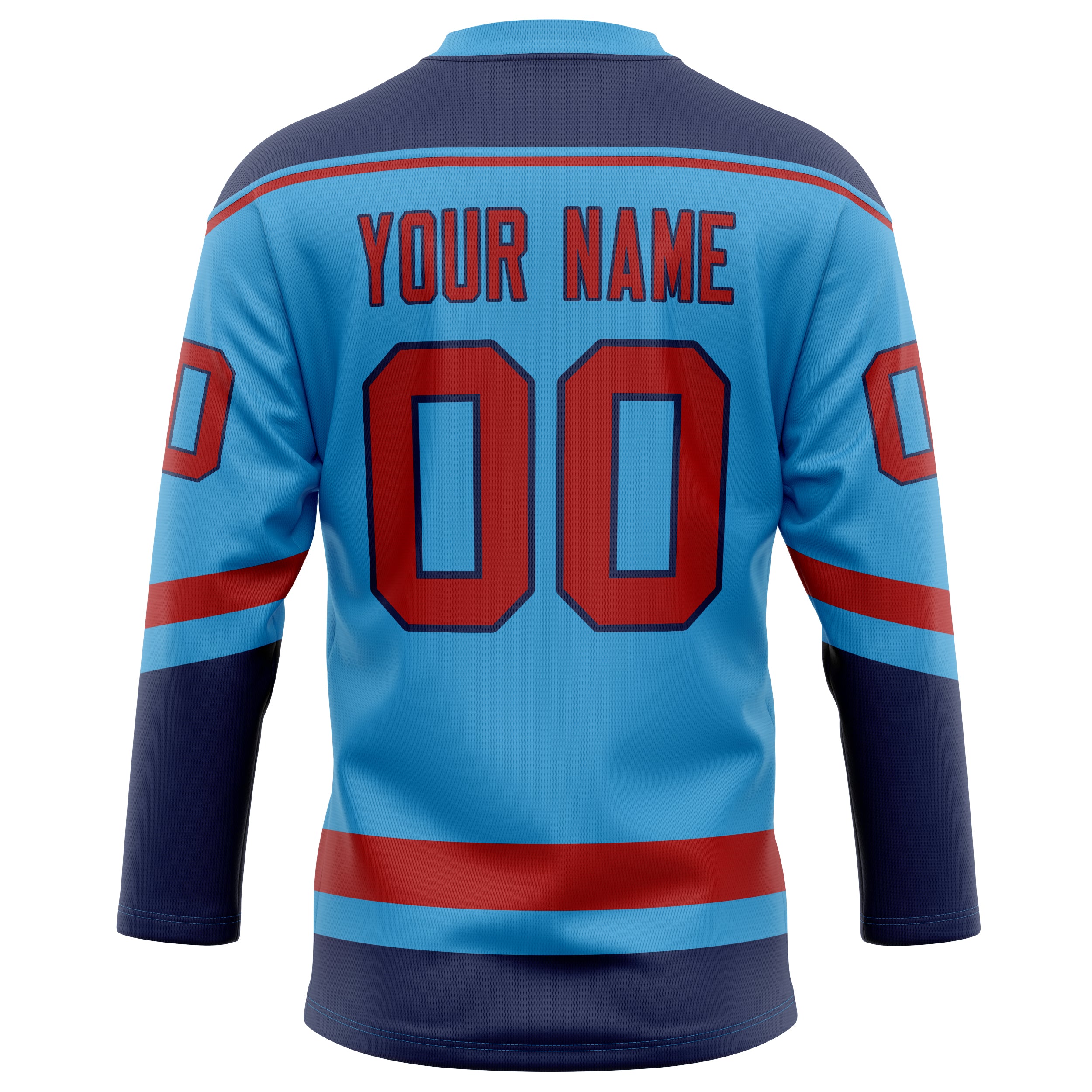 Personalized Sky & Blue Red Solid Colour Hockey Jersey