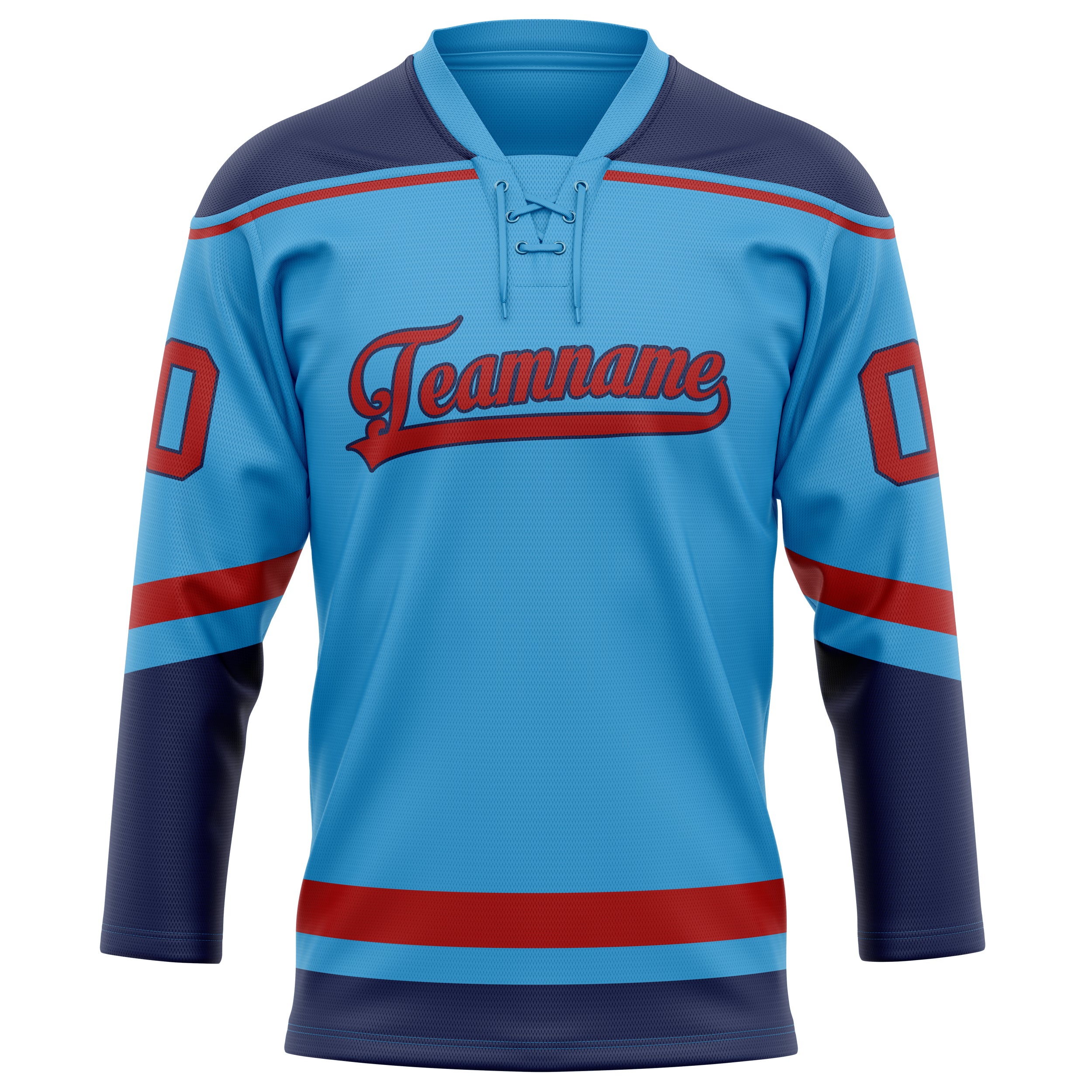 Personalized Sky & Blue Red Solid Colour Hockey Jersey