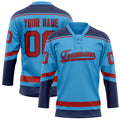 Personalized Sky & Blue Red Solid Colour Hockey Jersey
