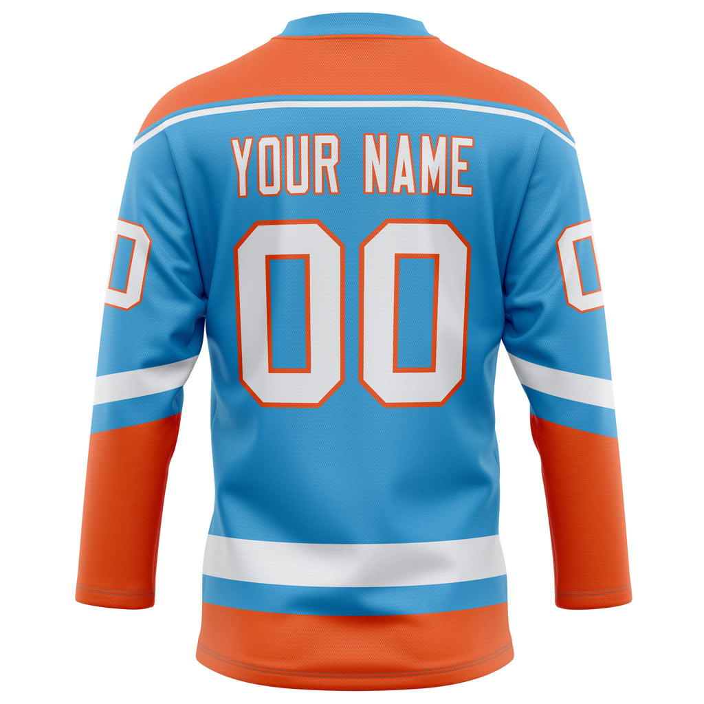 Personalized Sky & Blue Orange Solid Colour Hockey Jersey