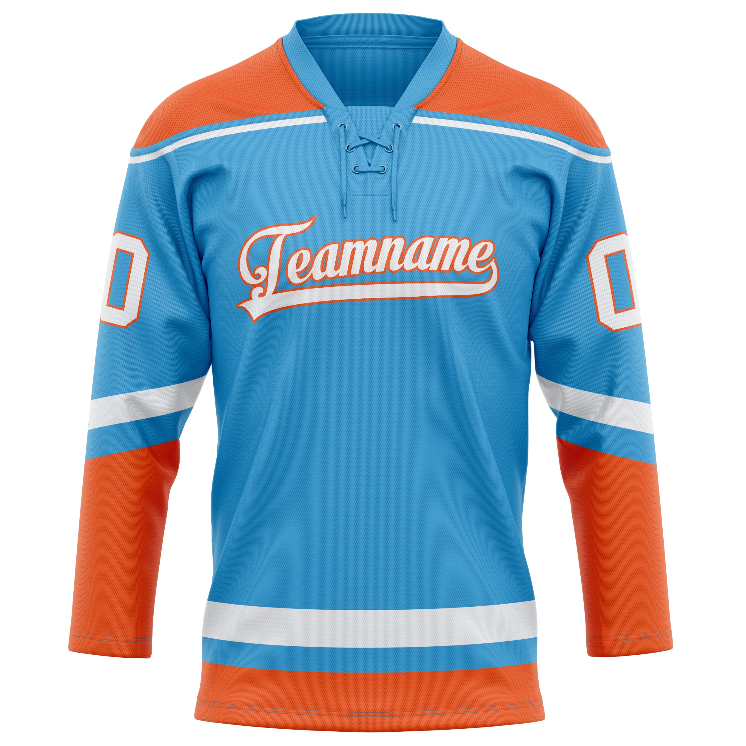 Personalized Sky & Blue Orange Solid Colour Hockey Jersey