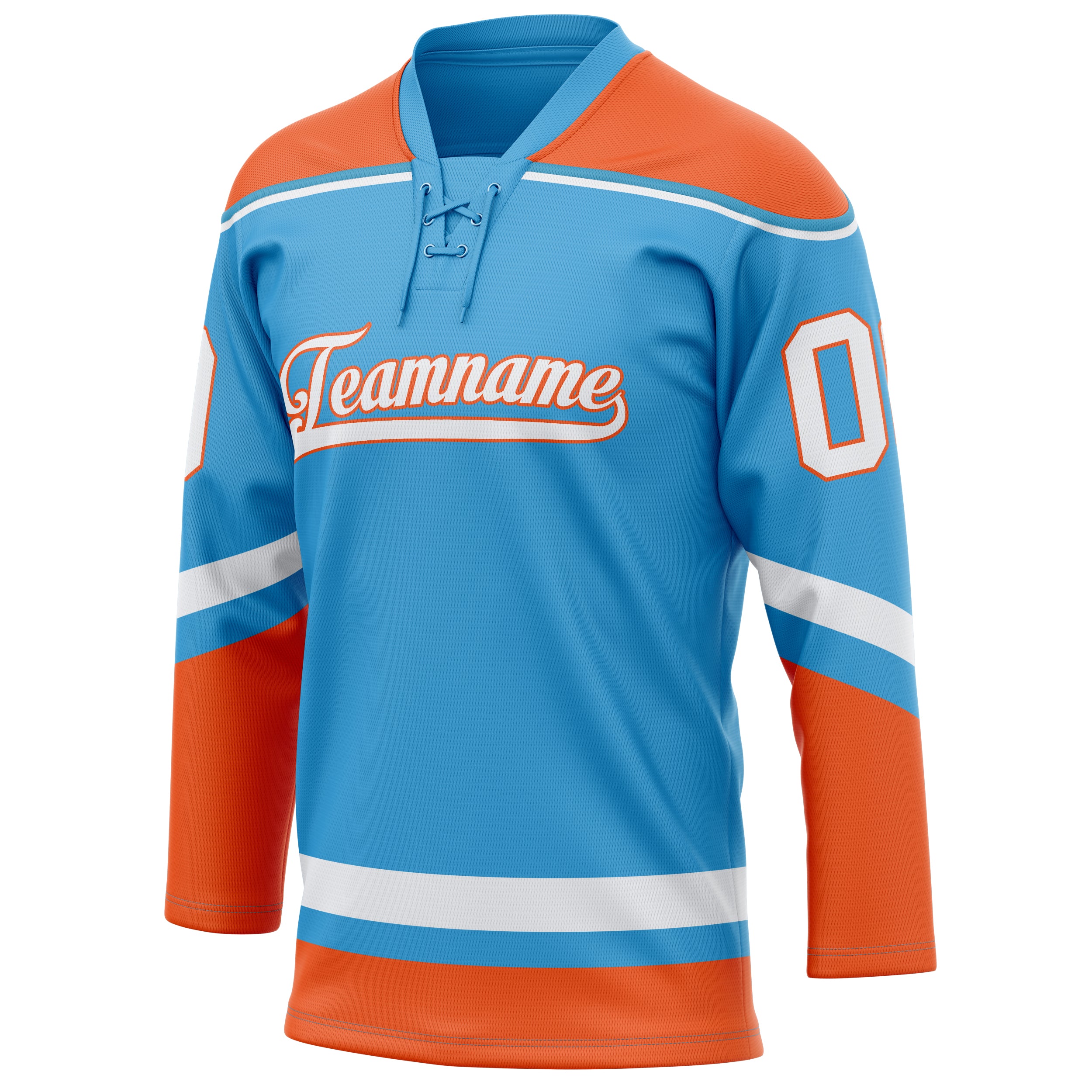 Personalized Sky & Blue Orange Solid Colour Hockey Jersey