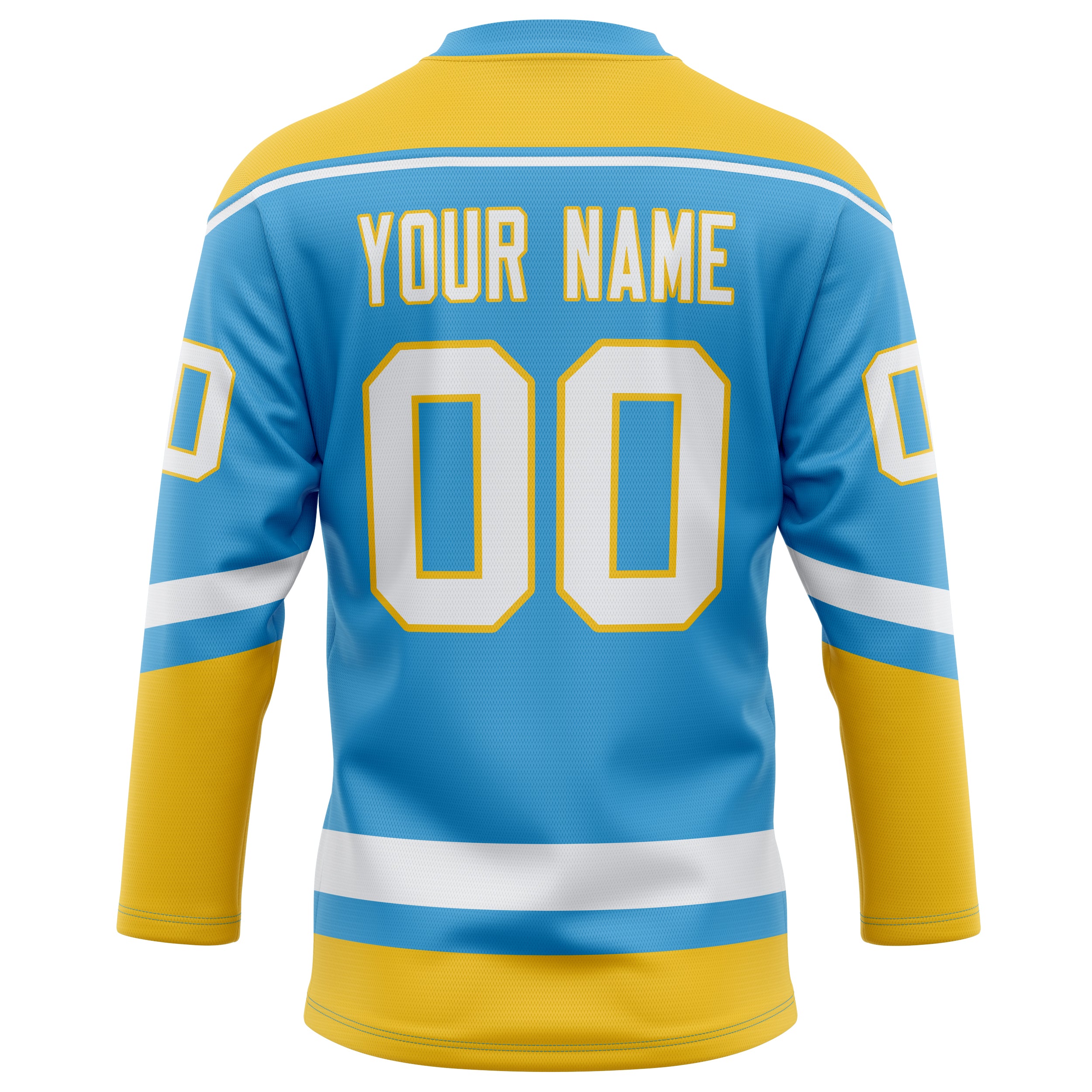Personalized Sky & Blue Gold Solid Colour Hockey Jersey