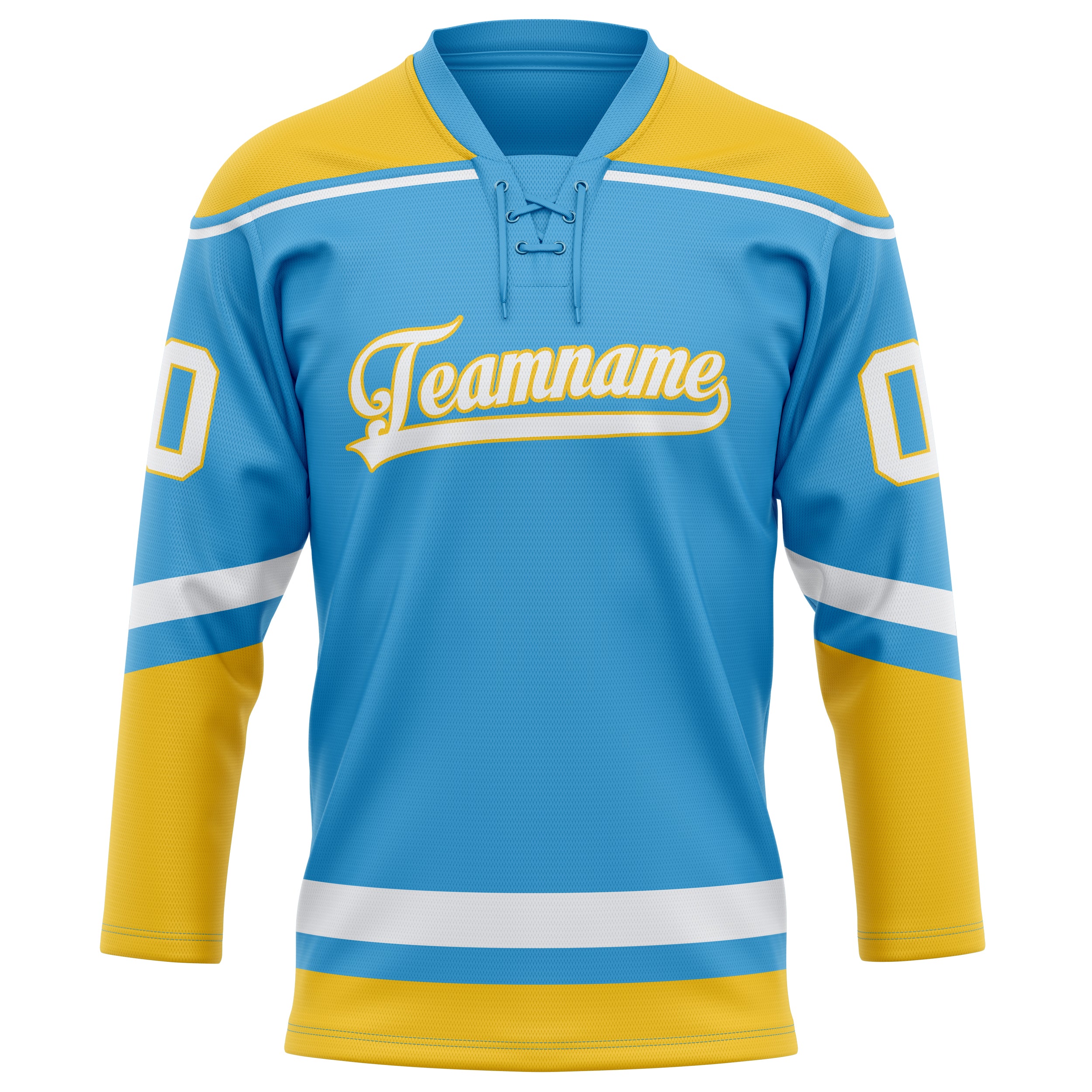 Personalized Sky & Blue Gold Solid Colour Hockey Jersey