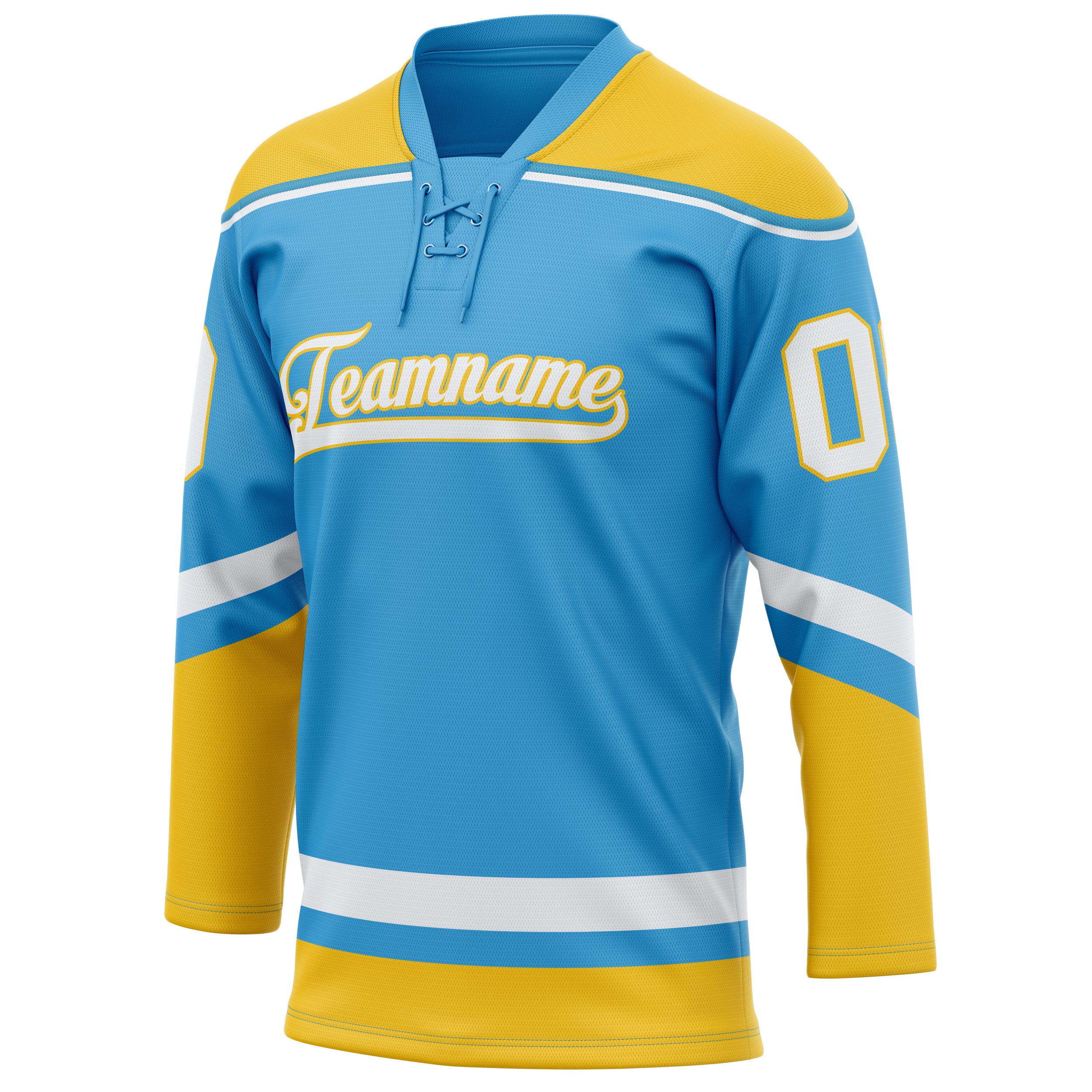 Personalized Sky & Blue Gold Solid Colour Hockey Jersey
