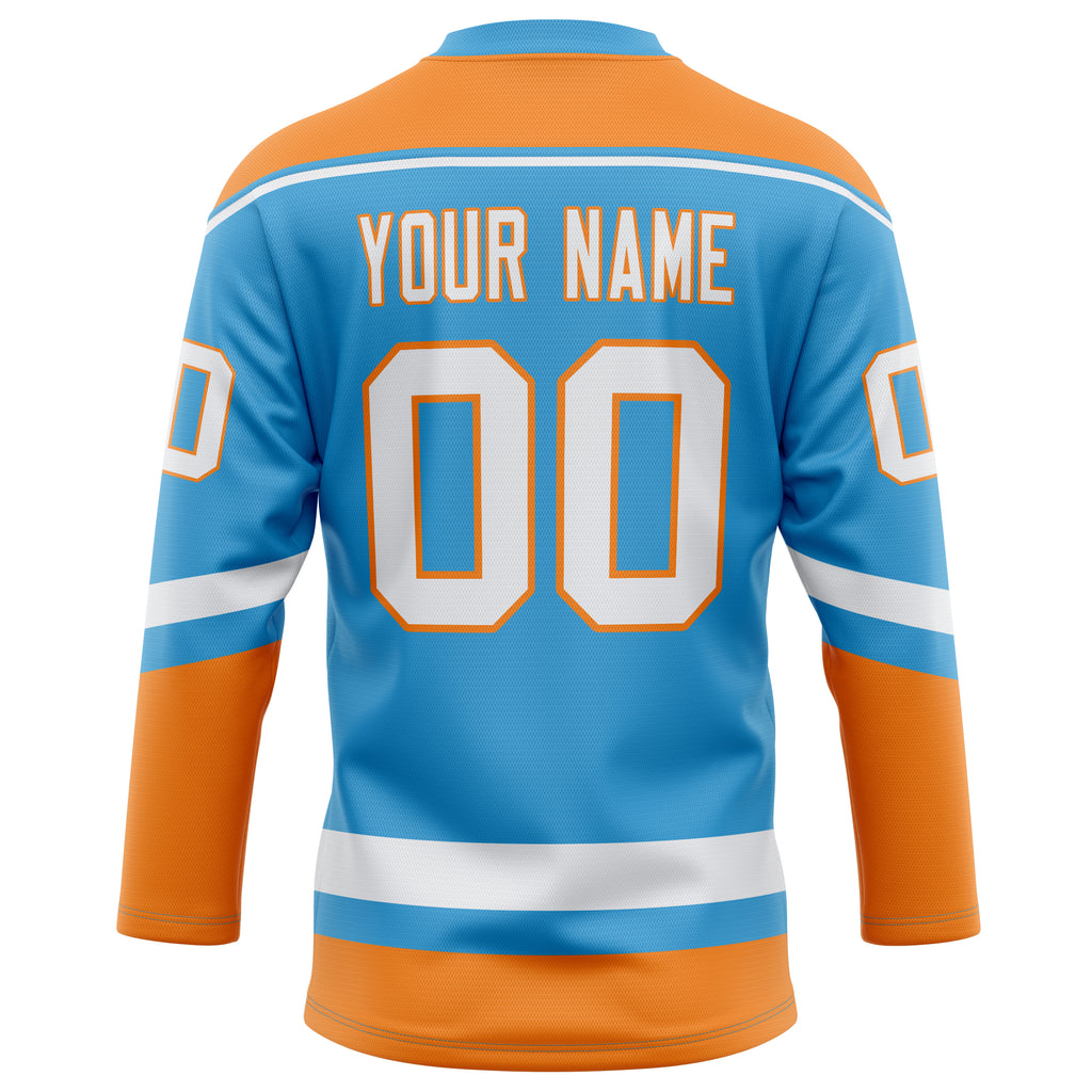 Personalized Sky & Blue Orange Solid Colour Hockey Jersey
